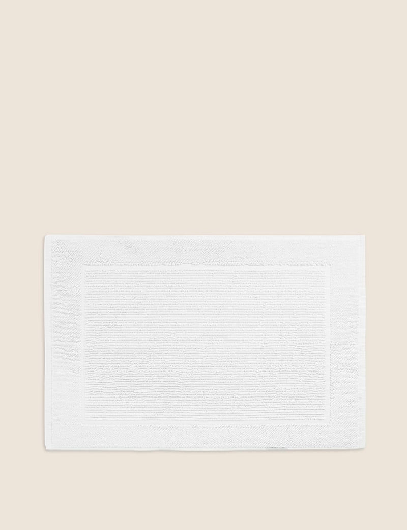 Pure Cotton Textured Bath Mat - White