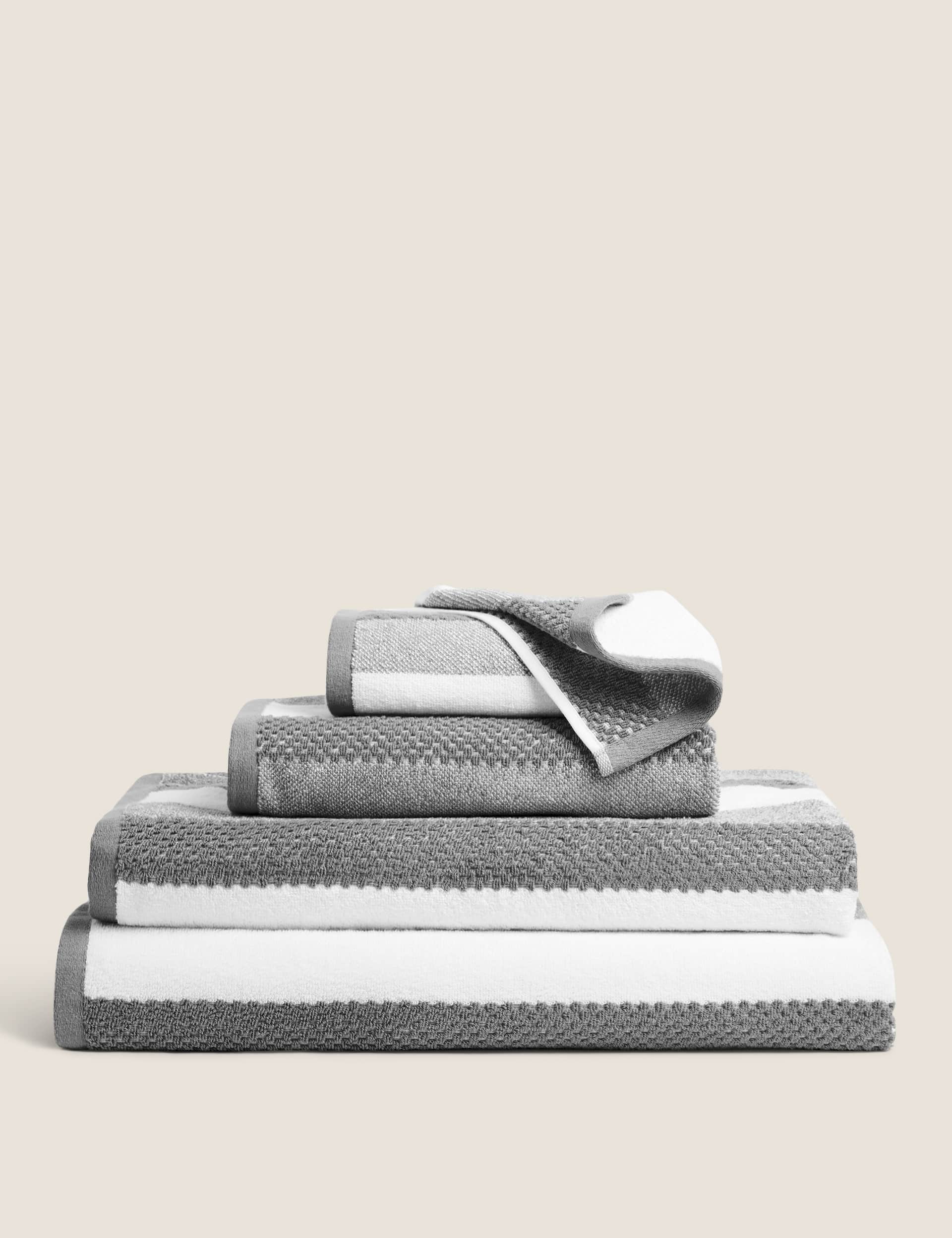 Pure cotton striped textured towel, imported from the UK