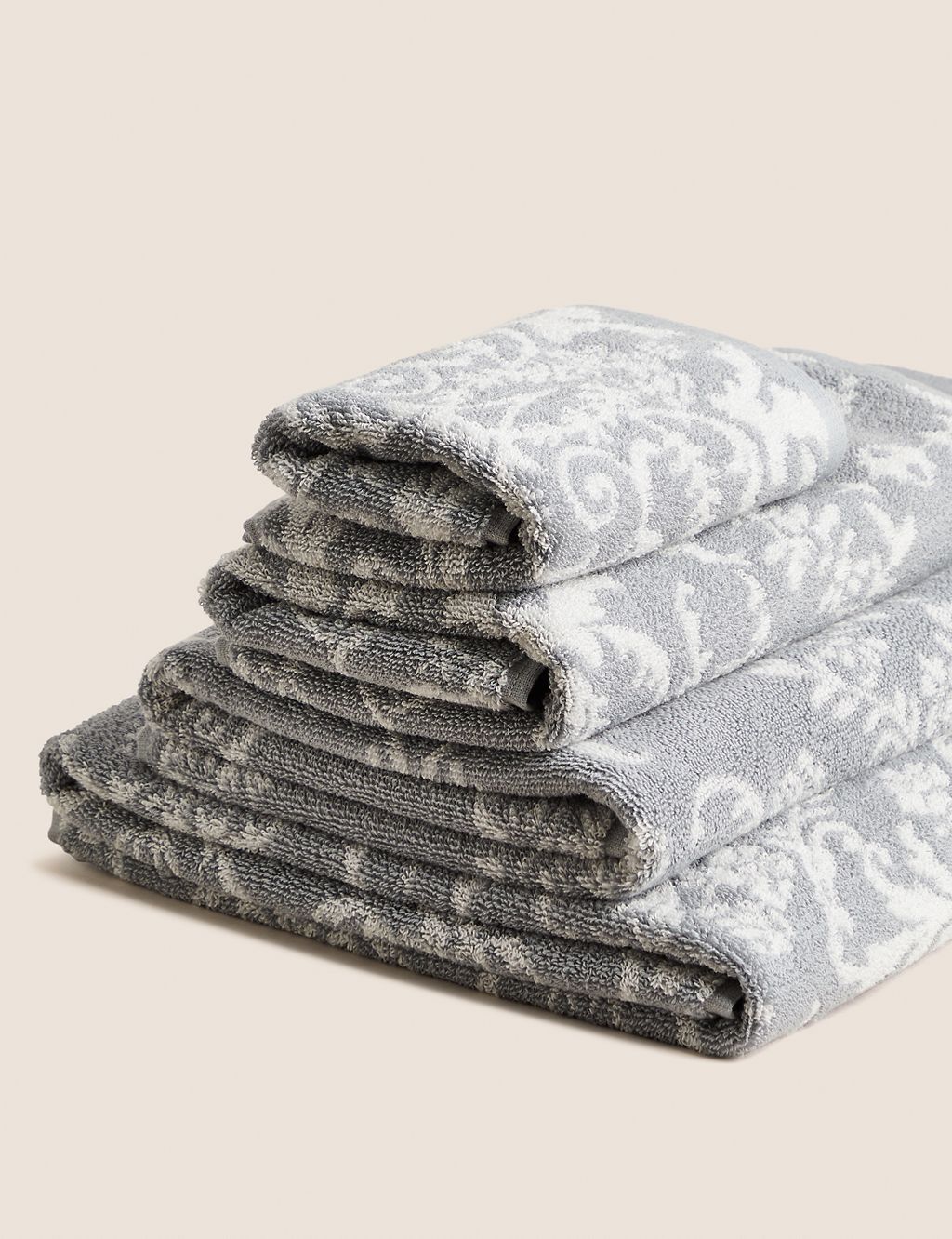 Pure Cotton Damask Jacquard Towel GOODS M&S   