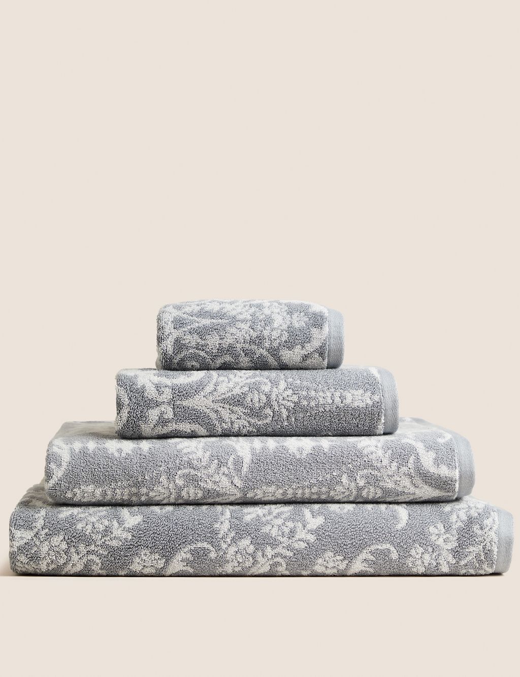 Pure Cotton Damask Jacquard Towel GOODS M&S   