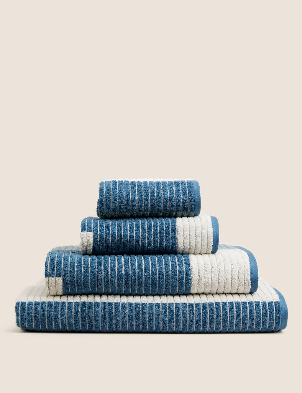 Pure Cotton Ribbed Geometric Towel GOODS M&S   