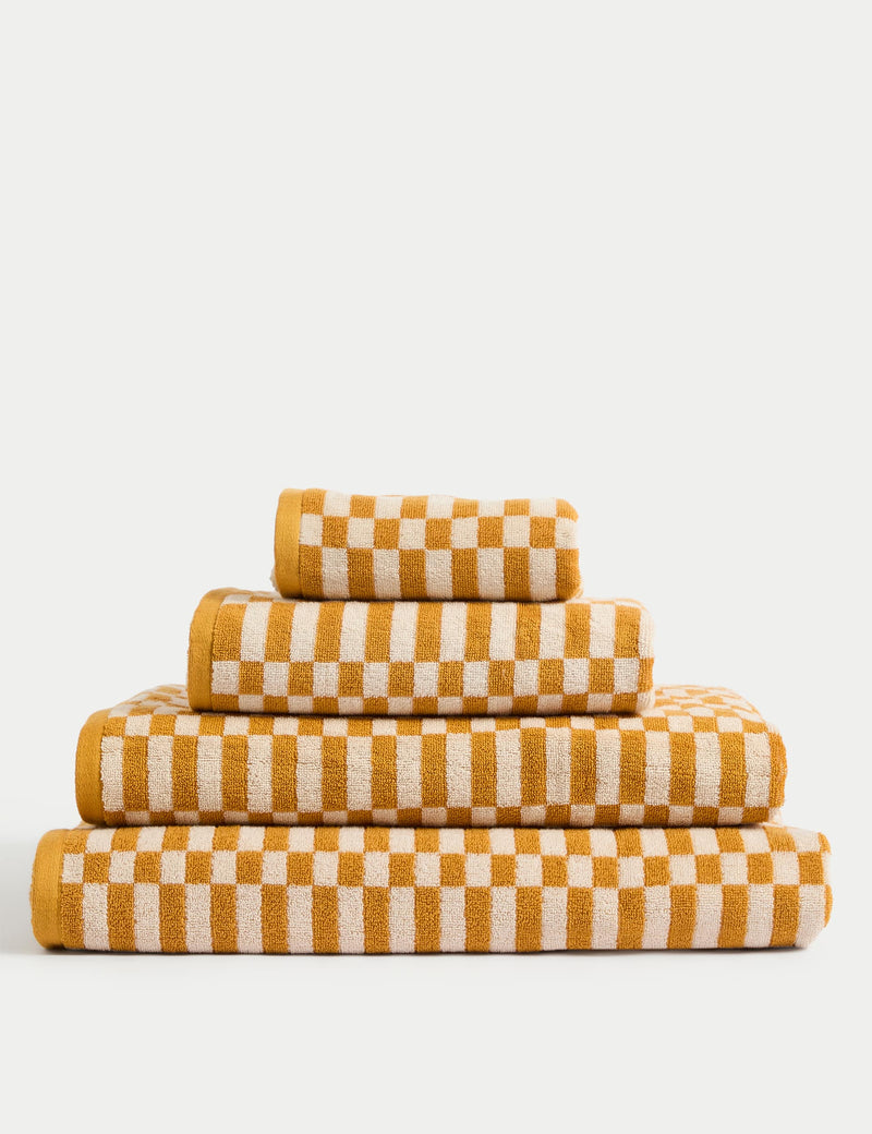 Pure Cotton Geometric Check Towel