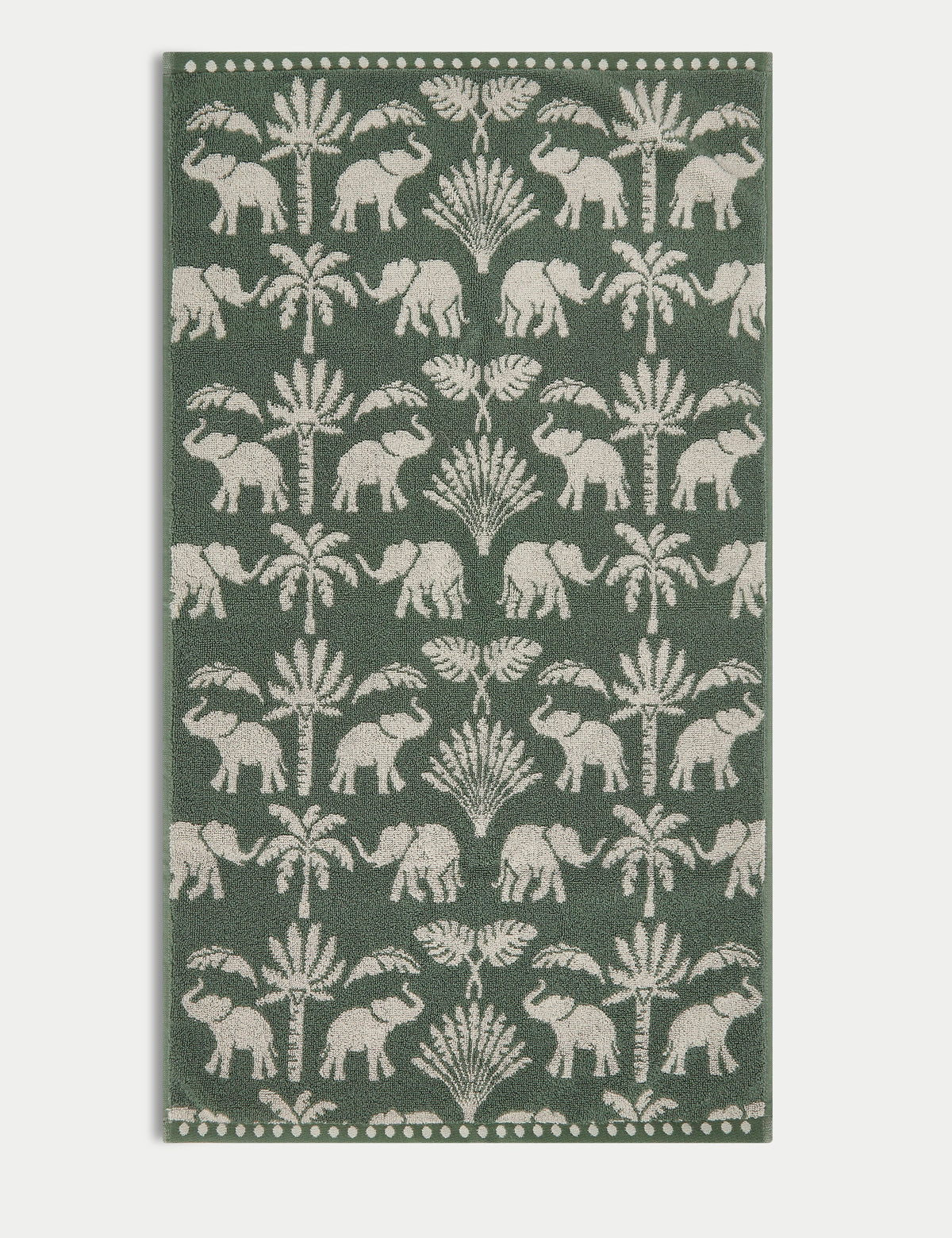 Pure cotton bath towel with elephant and palm tree print, imported from the UK