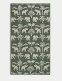 Pure cotton bath towel with elephant and palm tree print, imported from the UK
