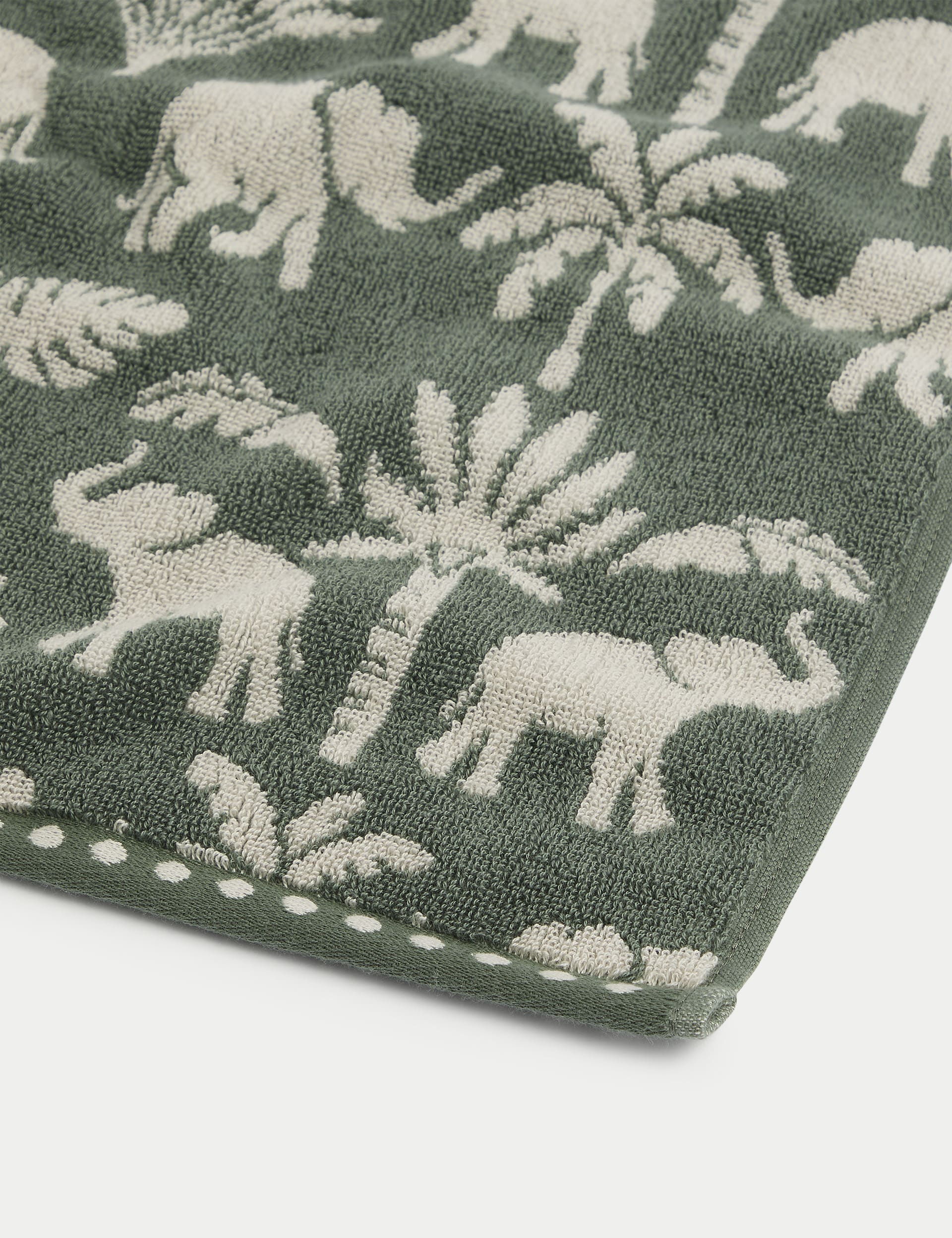 Pure cotton bath towel with elephant and palm tree print, imported from the UK