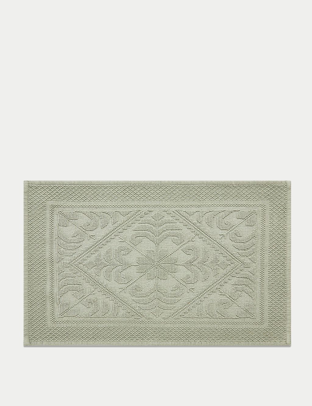 Pure Cotton Damask Bath Mat GOODS M&S   