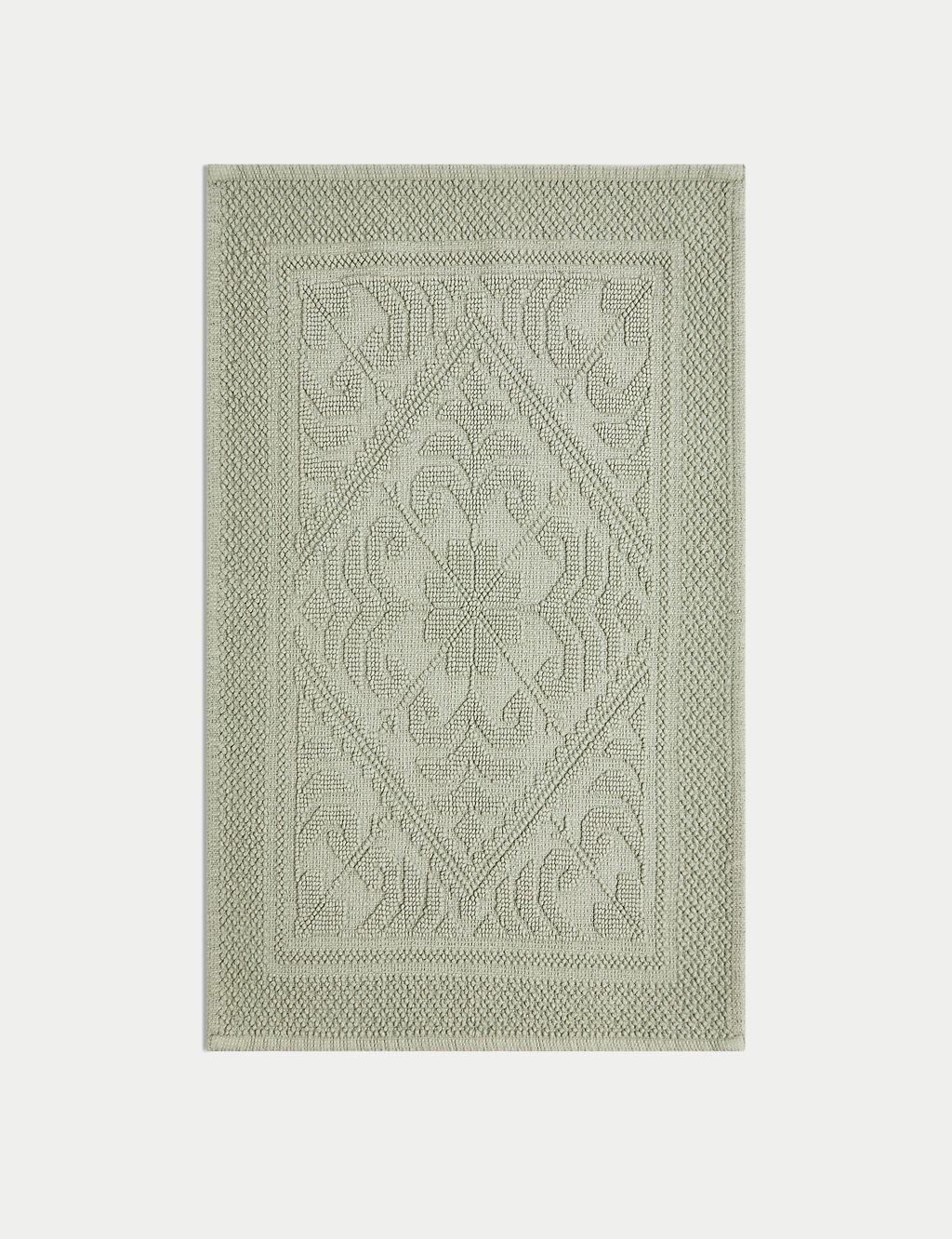 Pure Cotton Damask Bath Mat GOODS M&S   