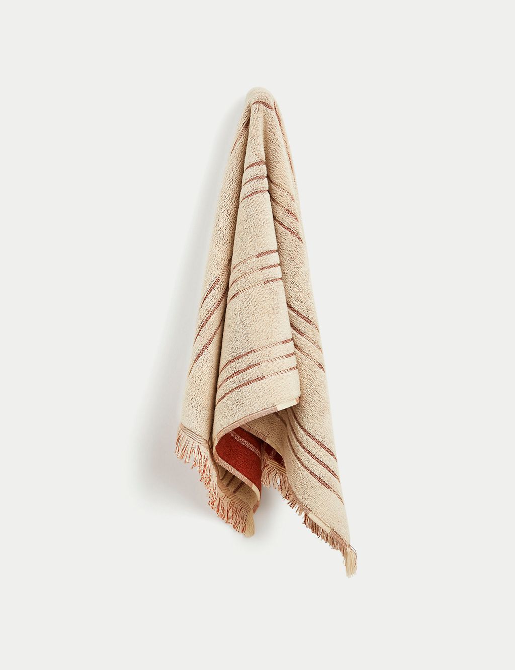 Pure Cotton Striped Fringed Towel GOODS M&S   