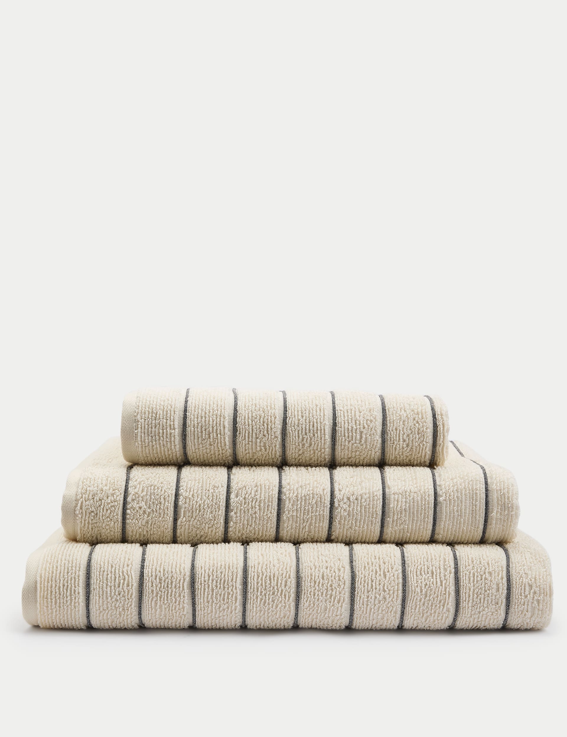 Pure cotton textured striped bath towel, imported from the UK