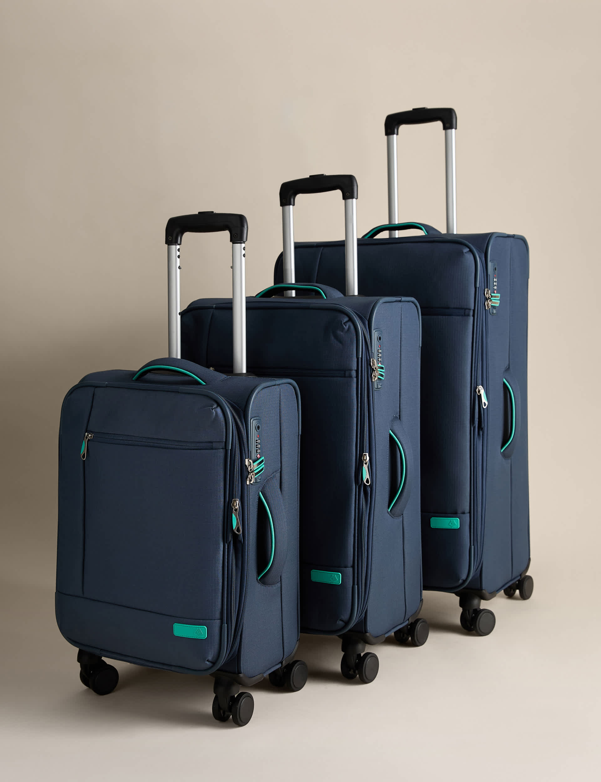 M&S Set of 3 Seville 4 Wheel Soft Suitcases
