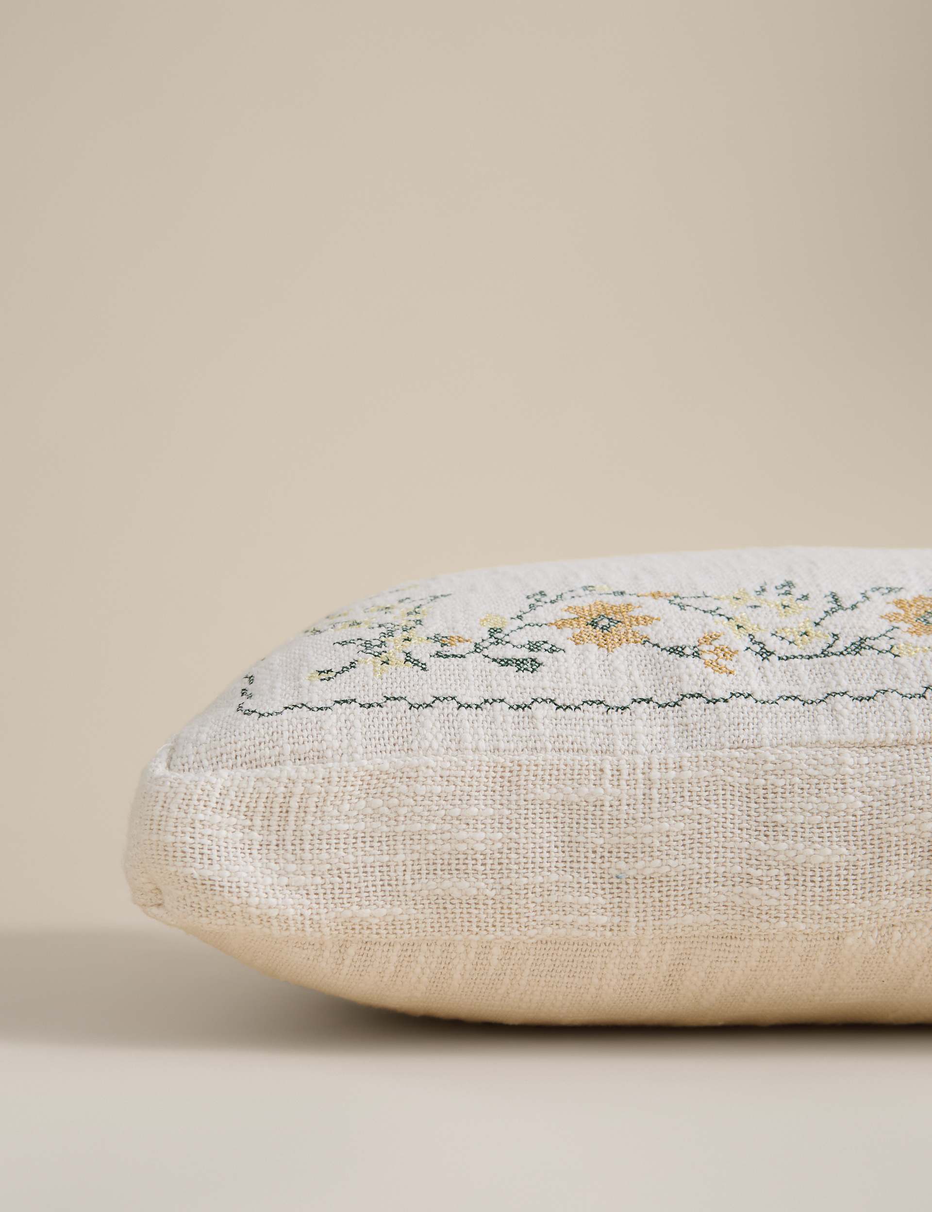 Cushion with floral stitch design 55cm, UK version