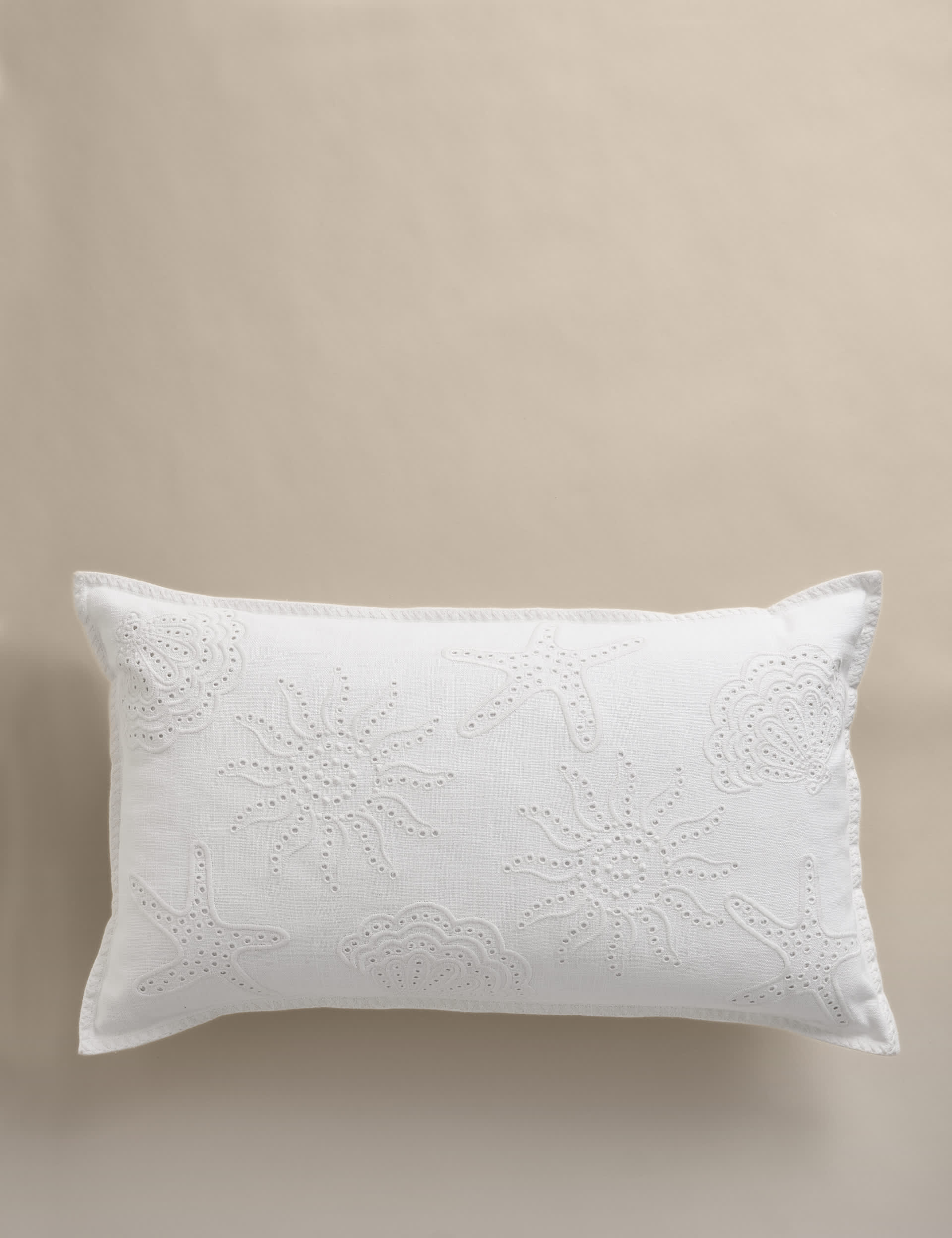 Pure cotton broderie bolster cushion 60 cm - British product
