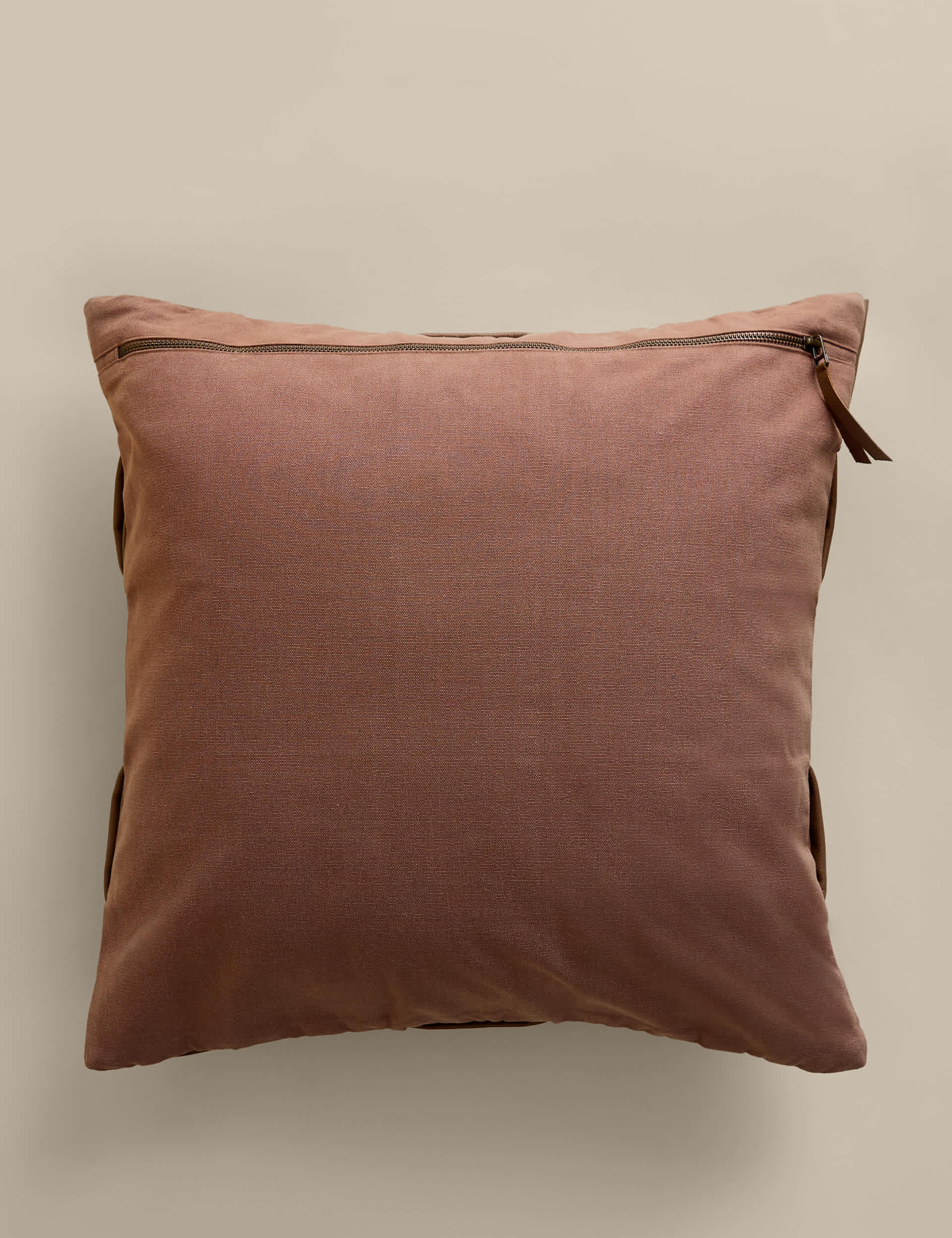 Leather basket weave cushion feather filling (British brand)
