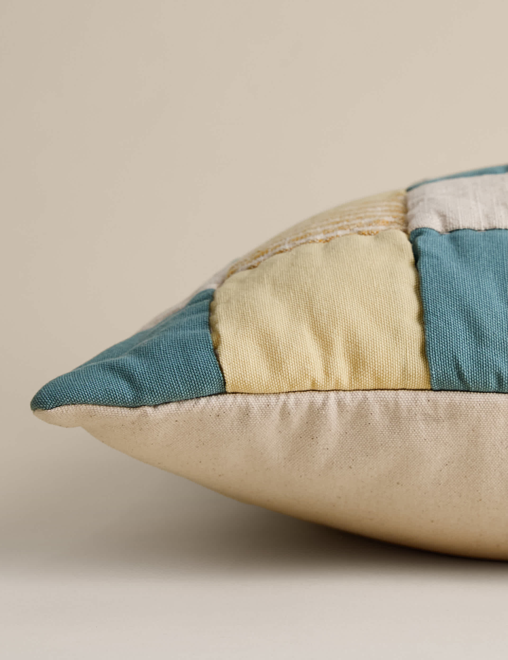 Pure cotton quilted patchwork cushion 50cm (British brand)