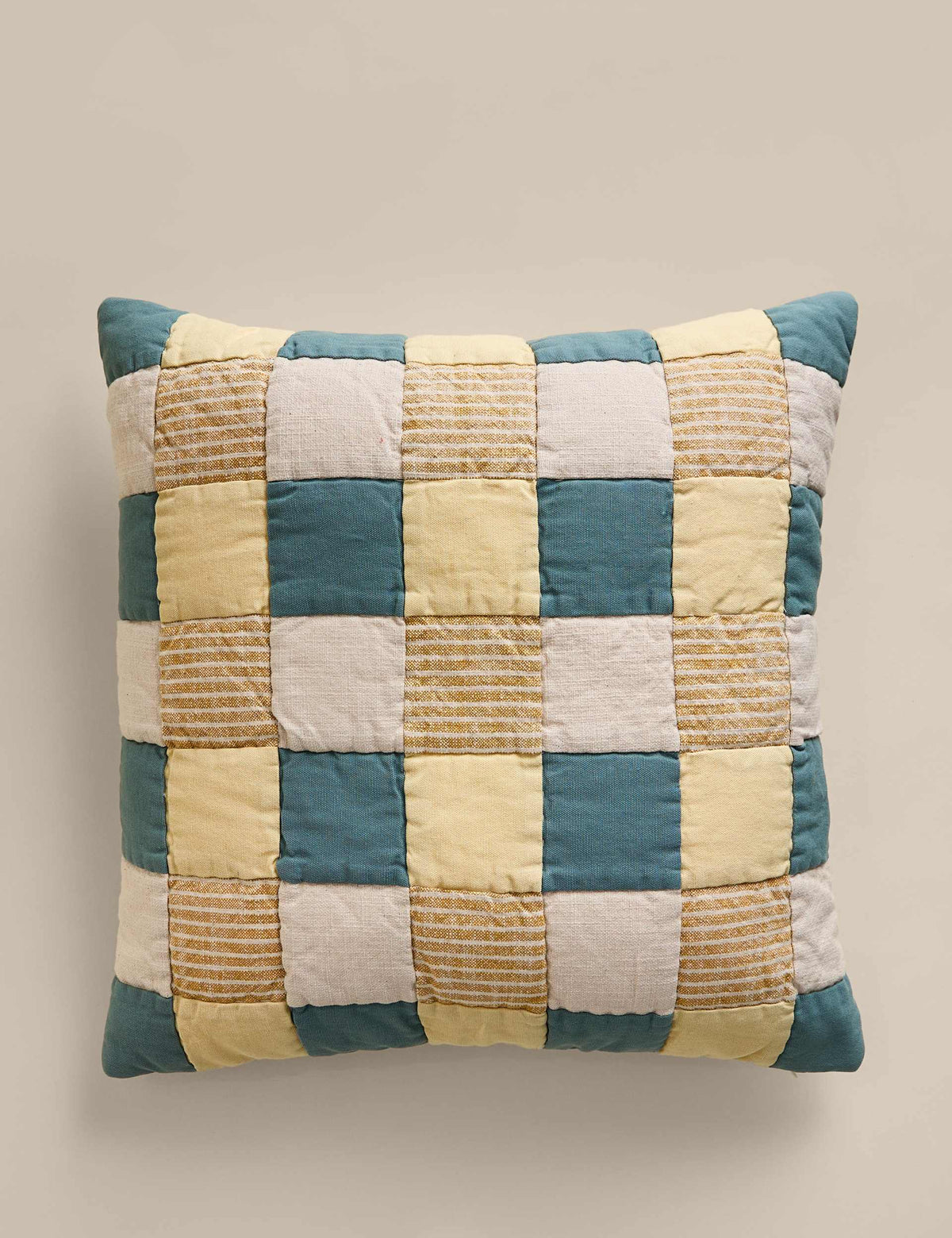Pure cotton quilted patchwork cushion 50cm (British brand)