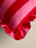 Pure cotton striped frill cushion 45cm, imported from the UK