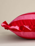 Pure cotton striped frill cushion 45cm, imported from the UK
