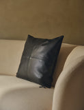 Leather panel cushion with feather filling 50cm (British brand)