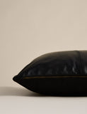 Leather panel cushion with feather filling 50cm (British brand)