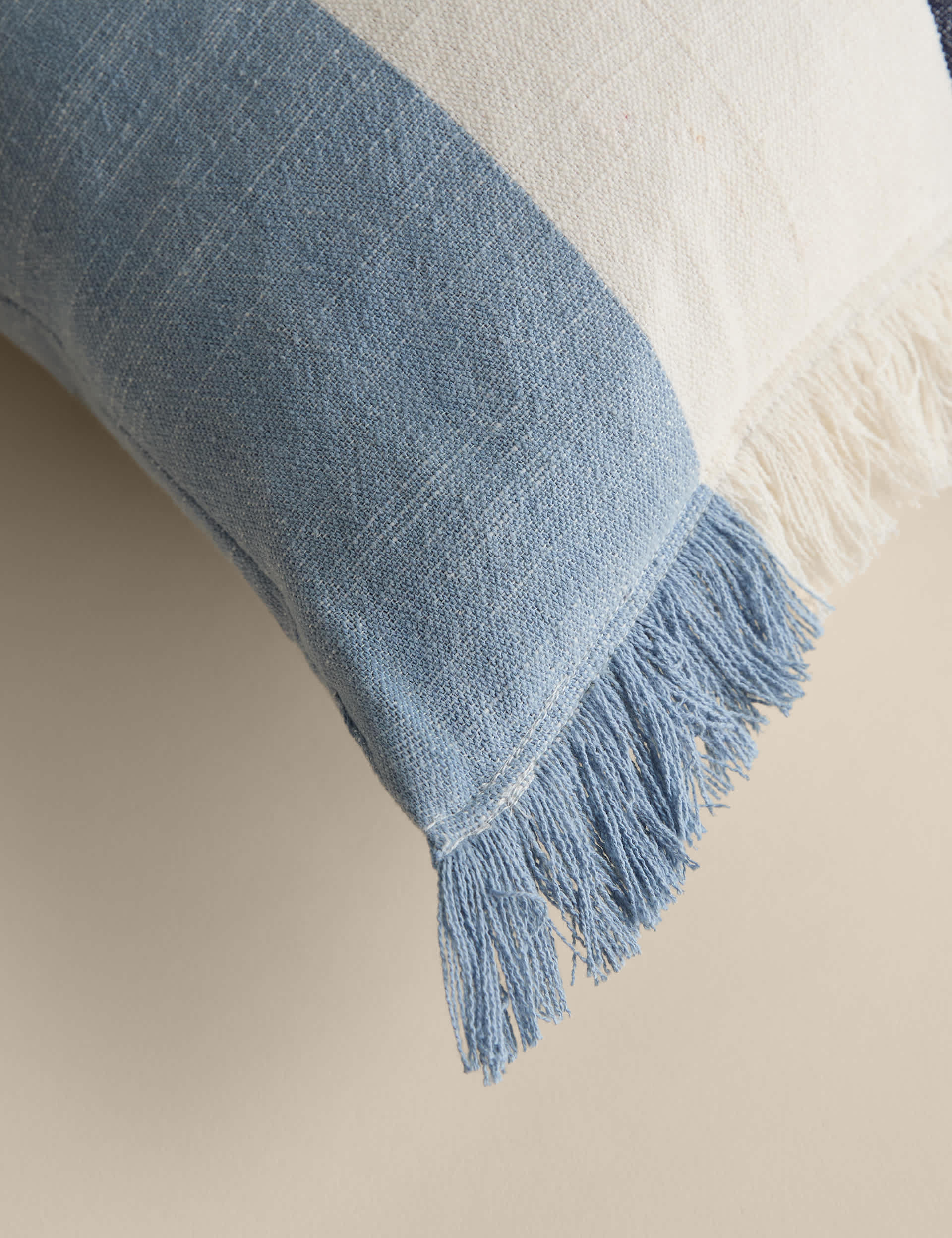 Pure Cotton Woven Striped Outdoor Cushion 50cm x 50cm