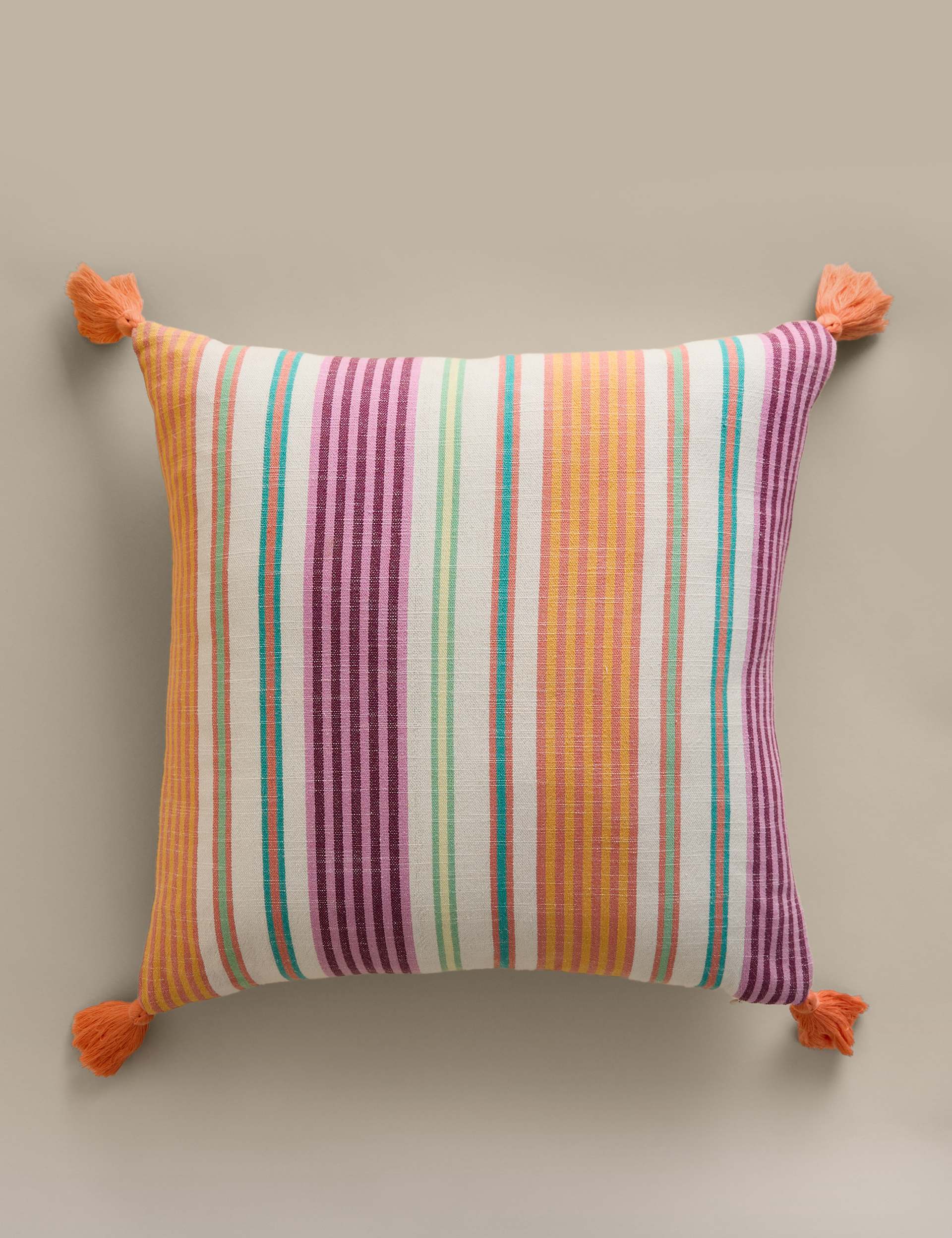 Woven striped outdoor cushion 50cm square, UK version