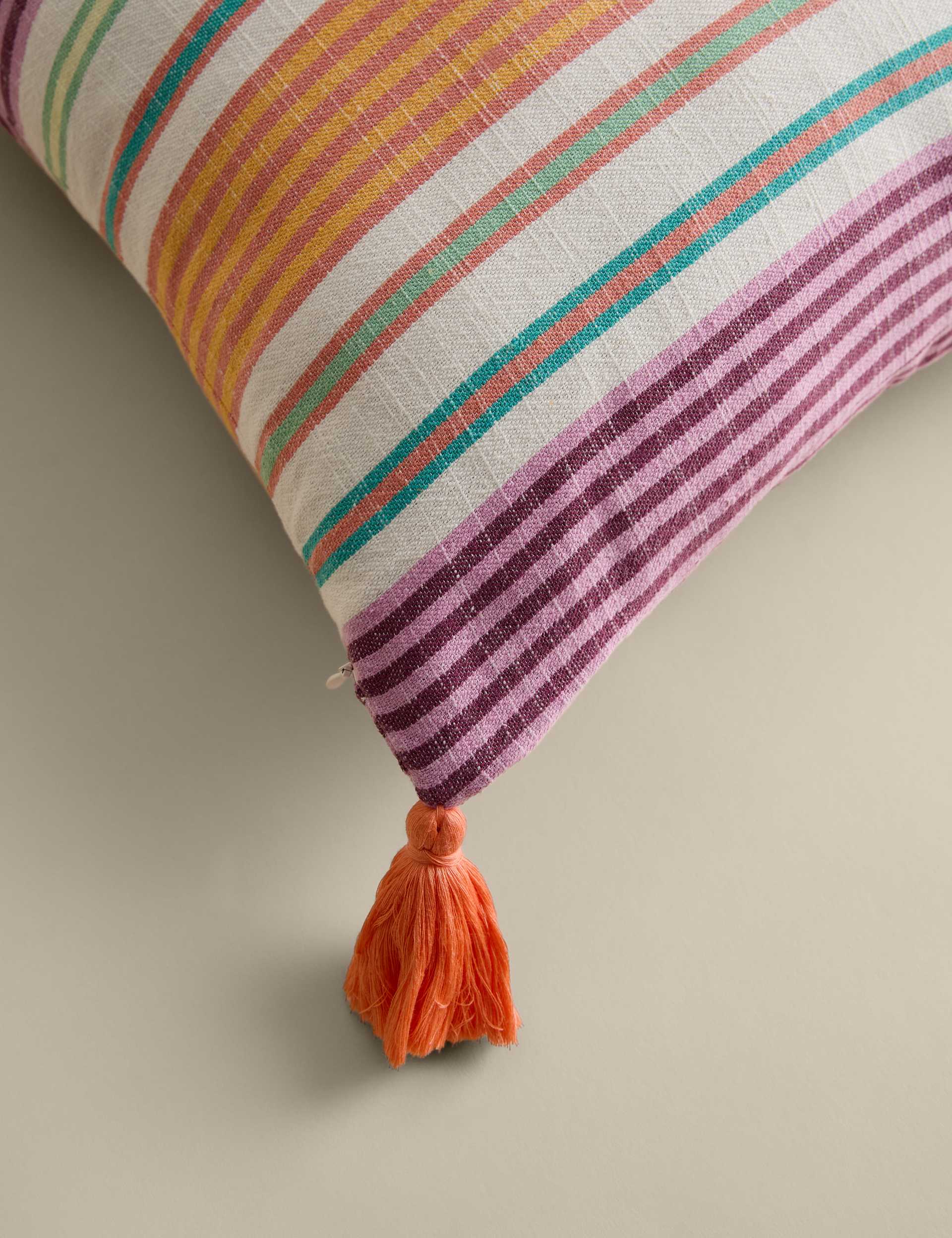 Woven striped outdoor cushion 50cm square, UK version