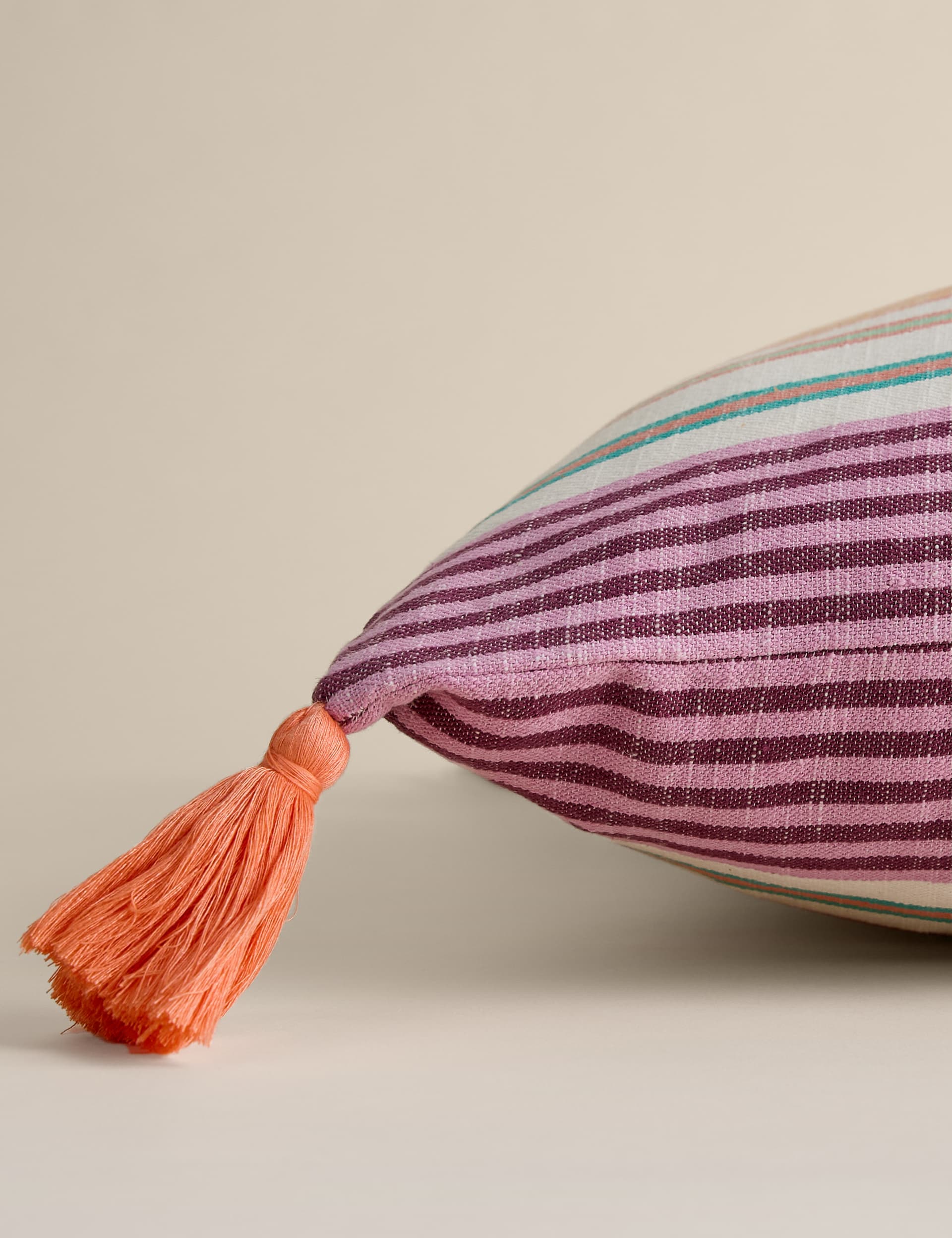 Woven striped outdoor cushion 50cm square, UK version
