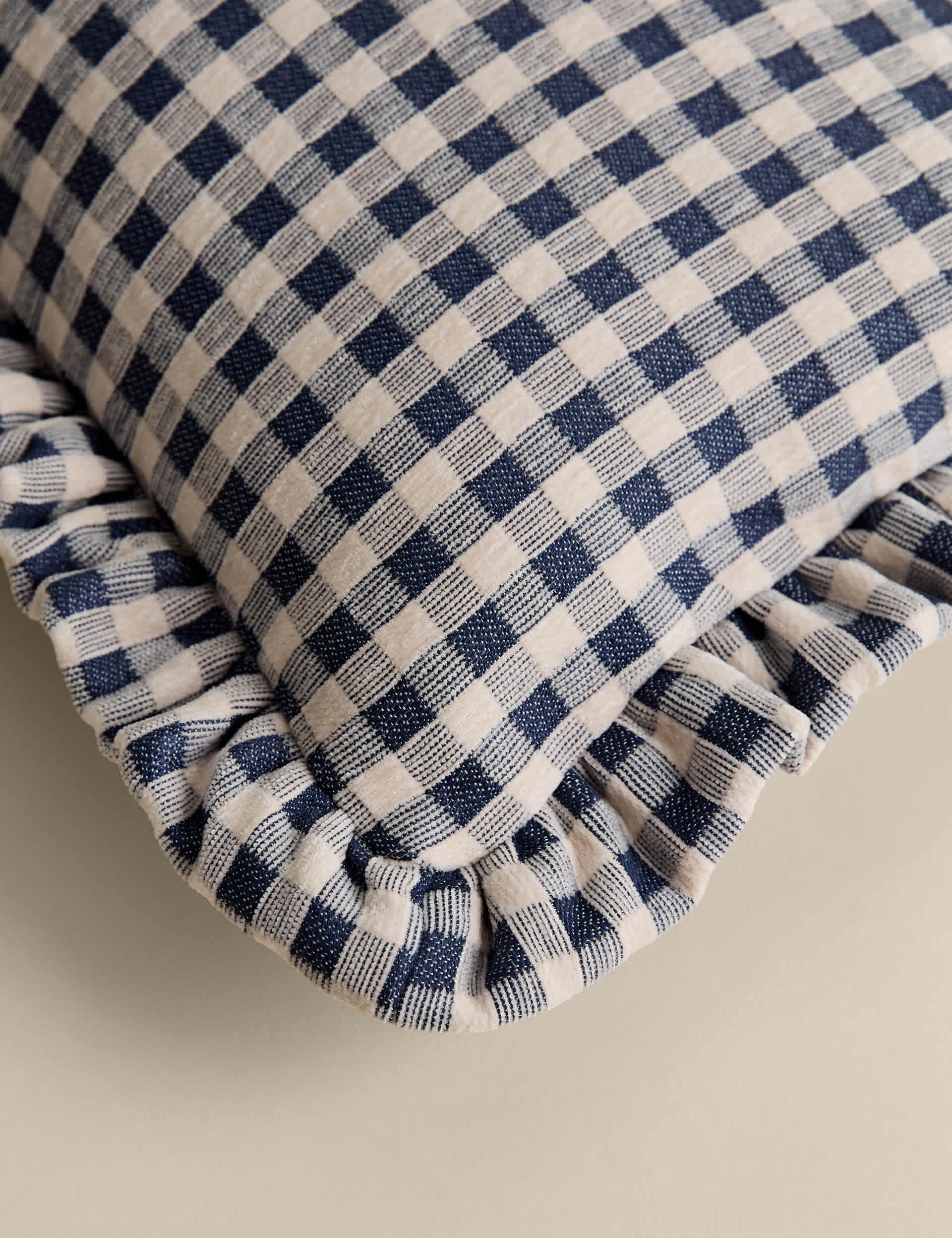 Chenille Woven Gingham Bolster Cushion 50cm