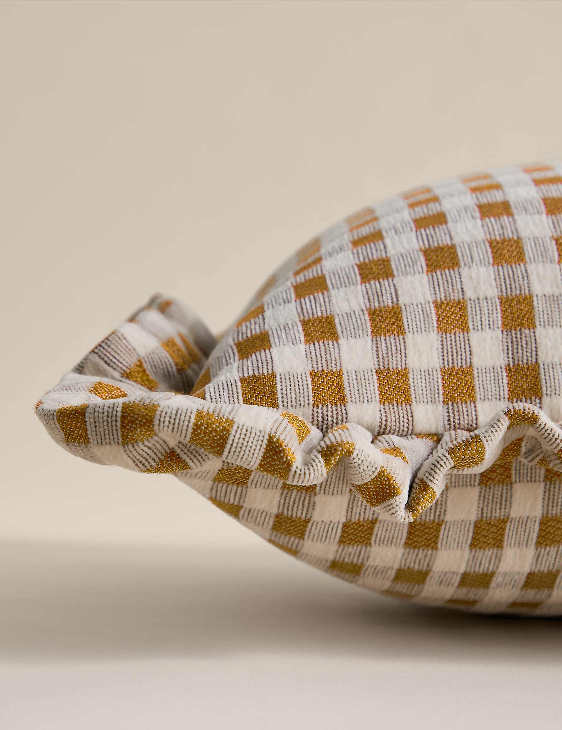 M&S Chenille Woven Gingham Bolster Cushion