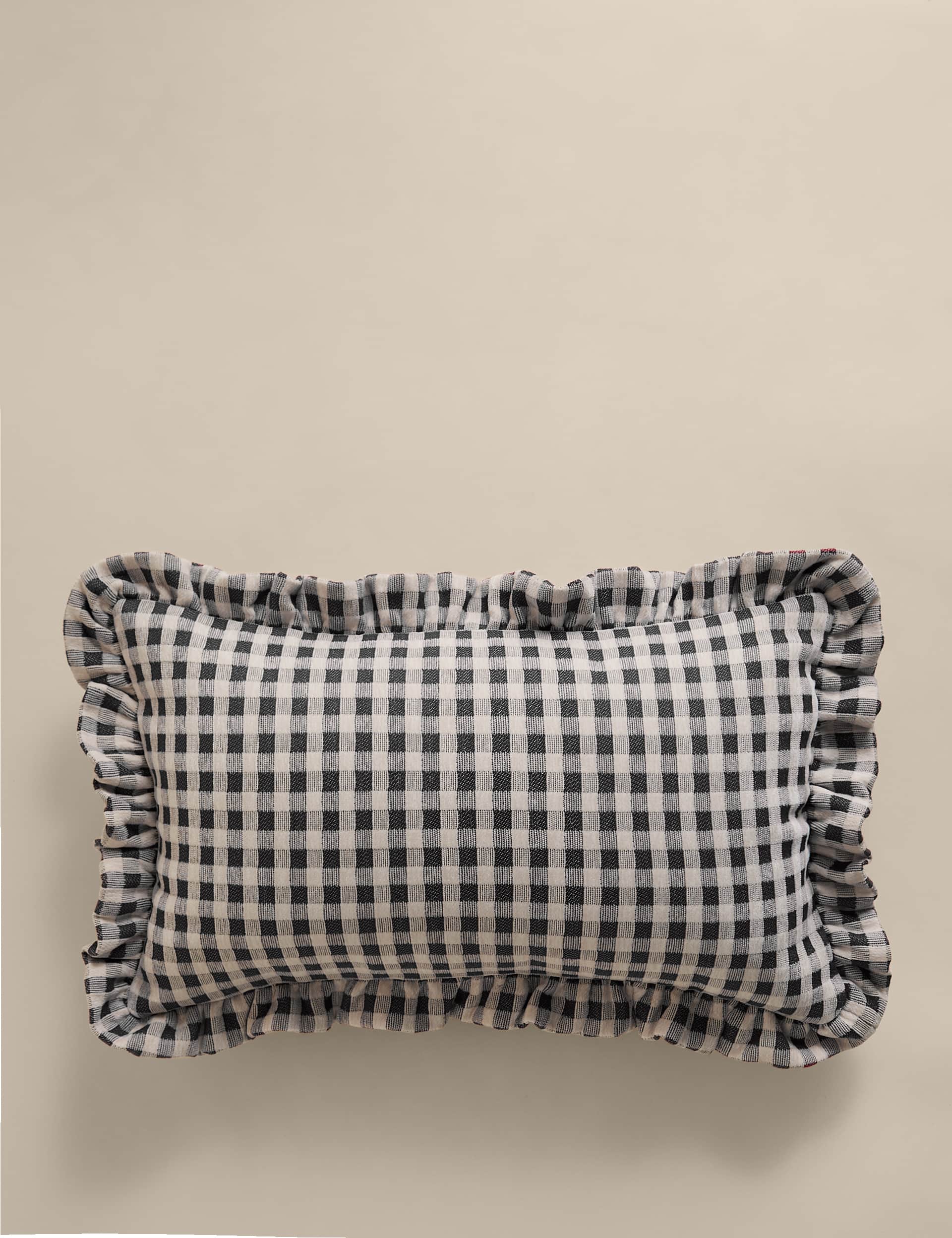 chenille gingham bolster cushion 30x50cm, UK version