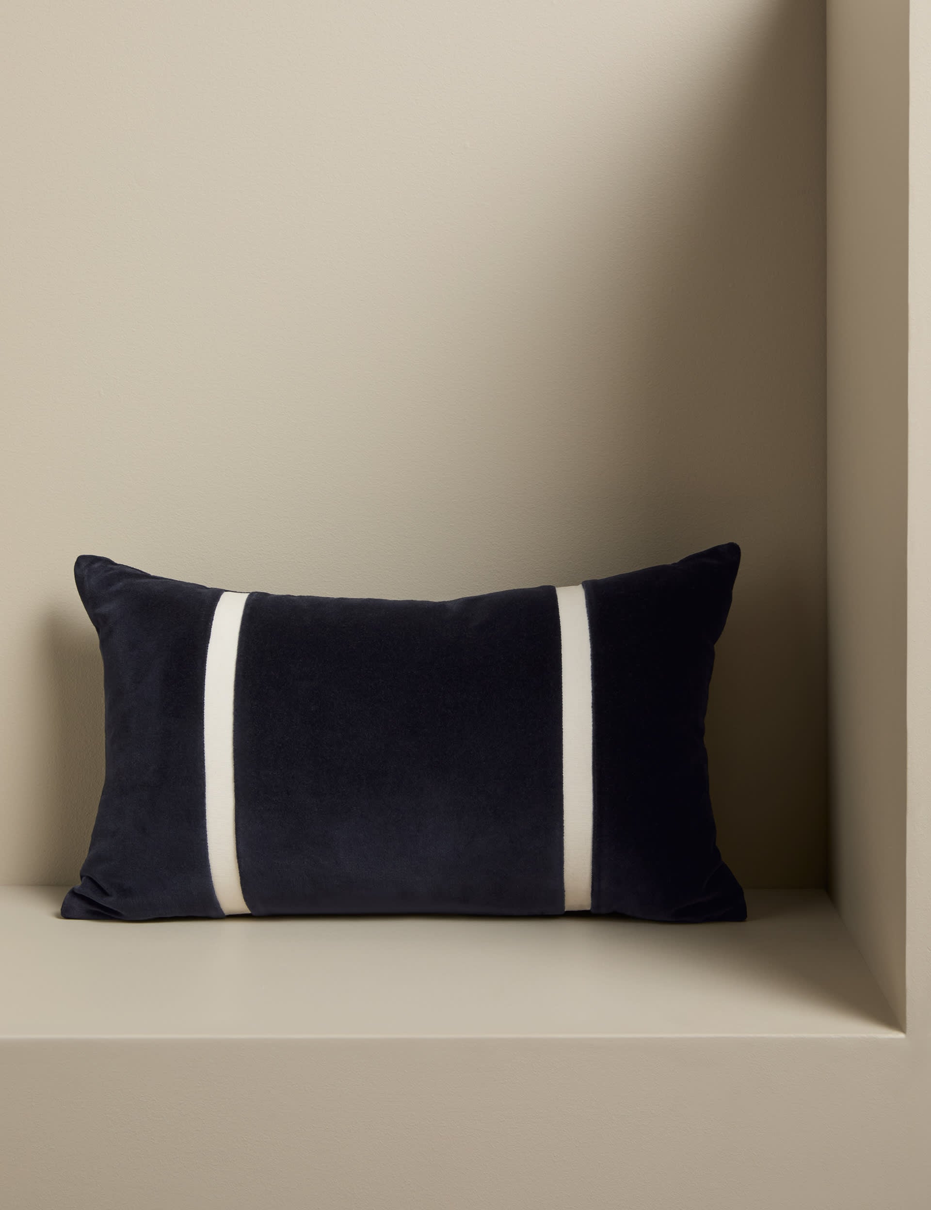 M&S X Kelly Hoppen Pure Cotton Double Stripe Bolster Cushion