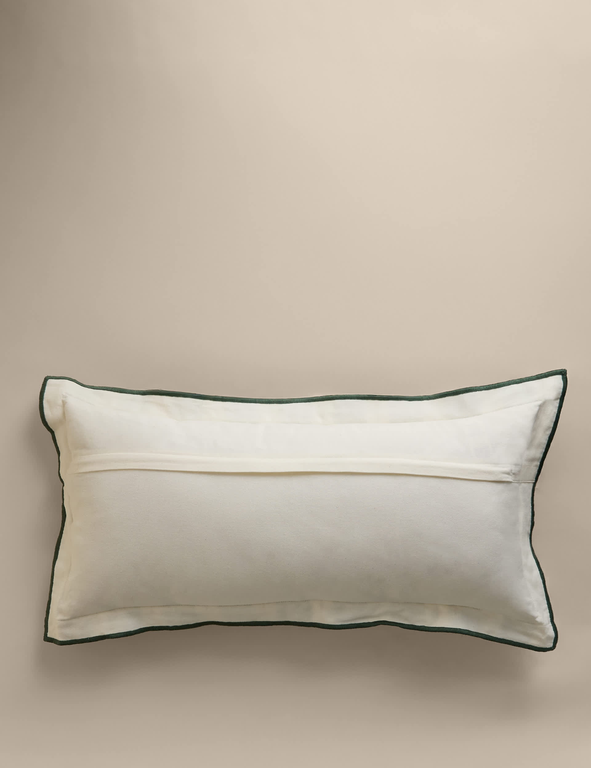Pure cotton embroidered grid bolster cushion - British product