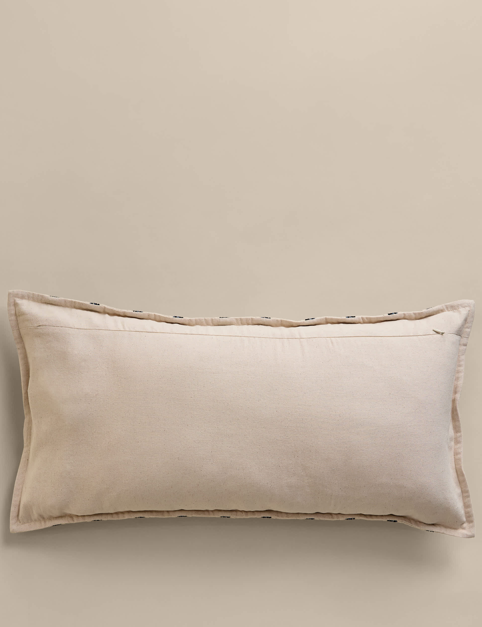 Pure cotton embroidered grid bolster cushion large 70cm - British product