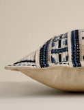 Pure cotton embroidered grid bolster cushion large 70cm - British product