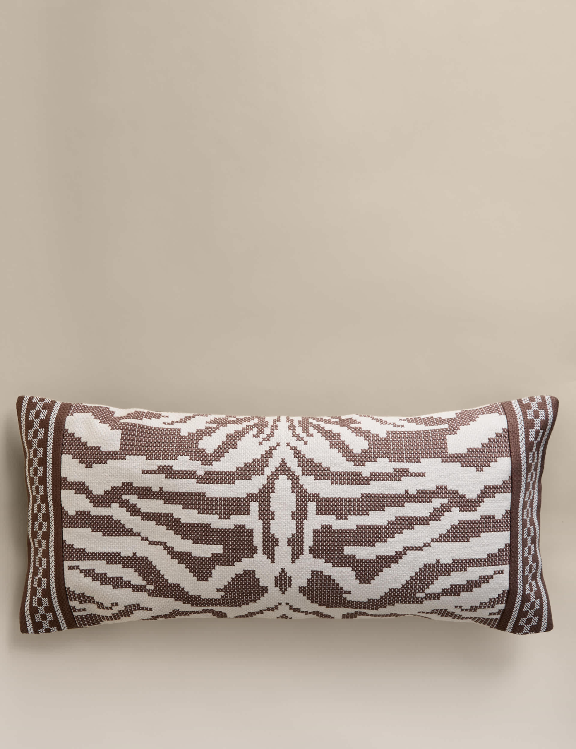 Pure cotton embroidered abstract bolster cushion - British product