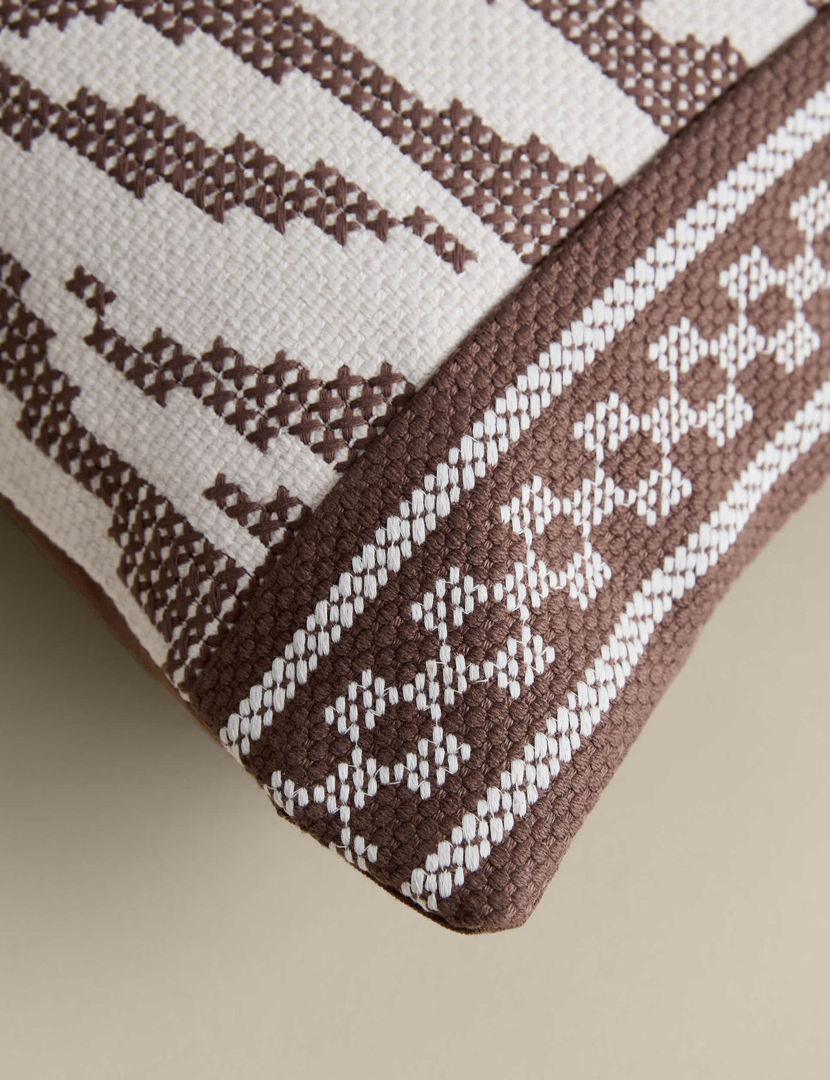 Pure cotton embroidered abstract bolster cushion - British product