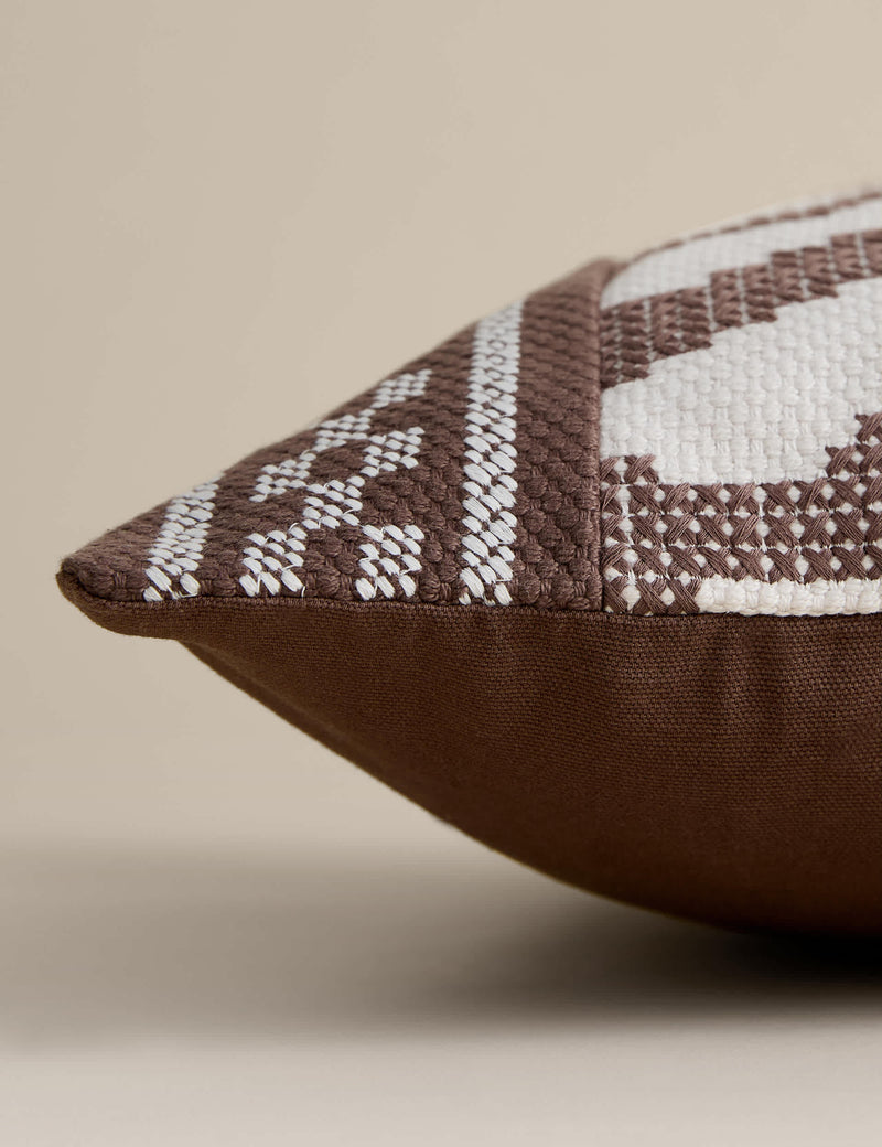 Pure cotton embroidered abstract bolster cushion - British product