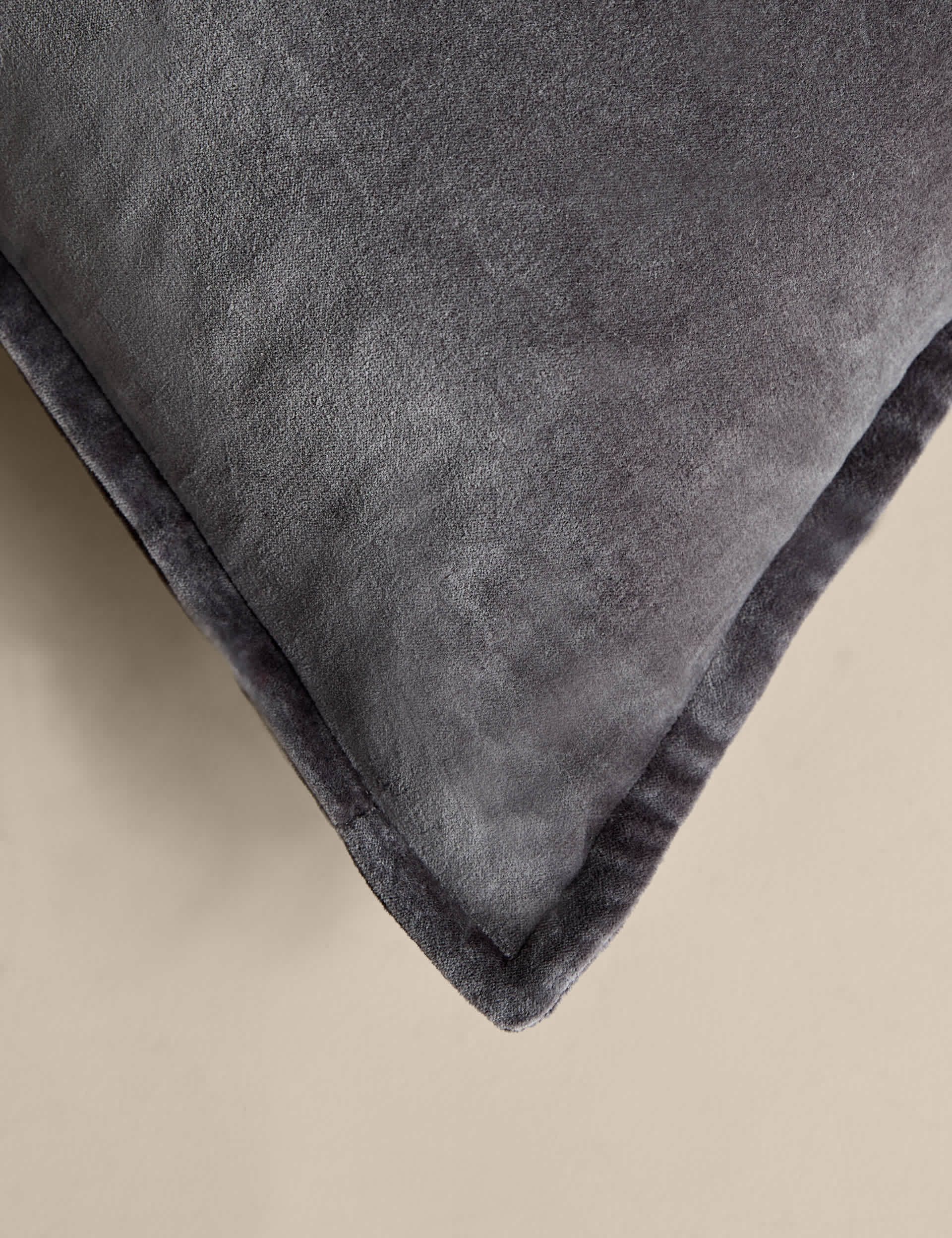 Pure cotton velvet cushion with feather filling 50cm square (British brand)