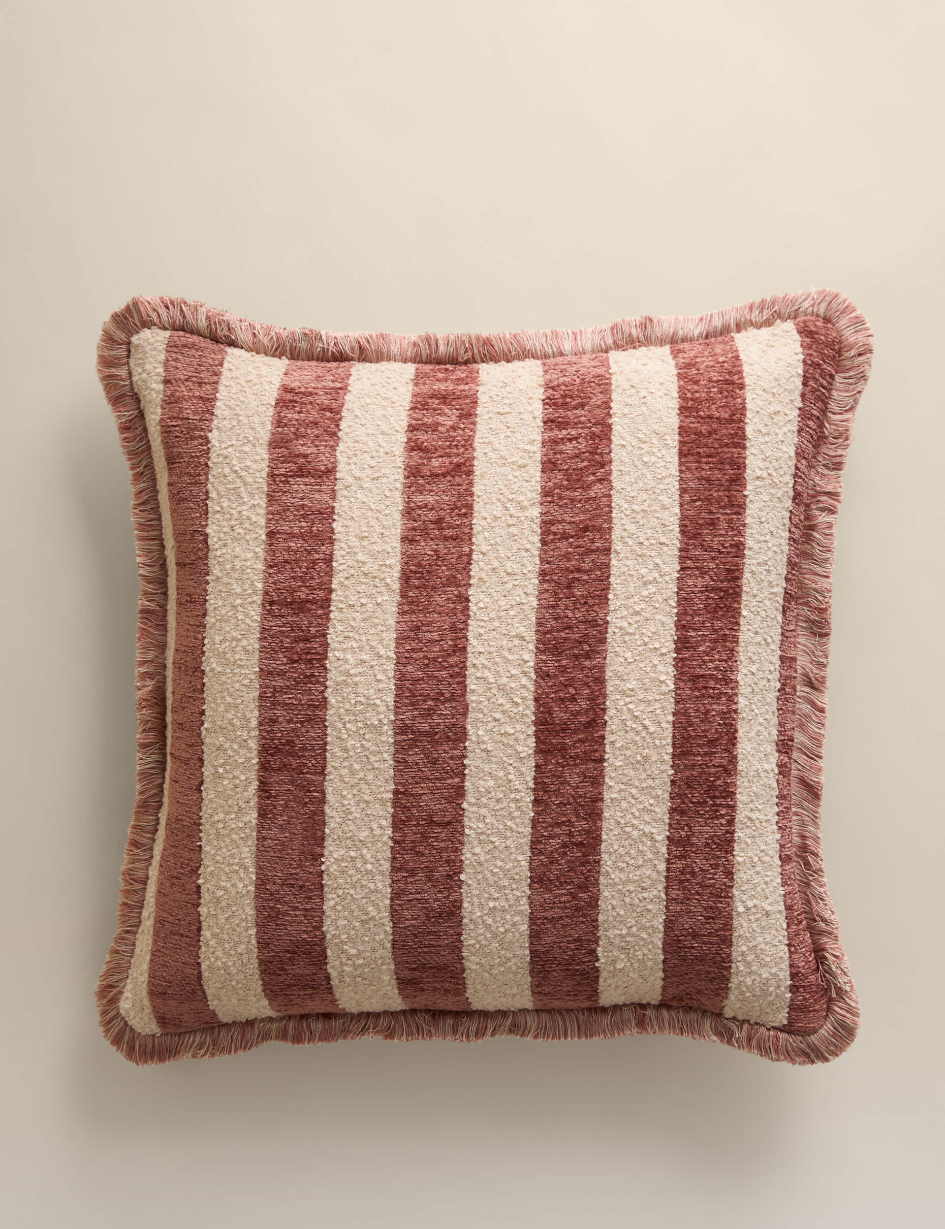M&S Fringed Chenille Stripe Cushion Cover