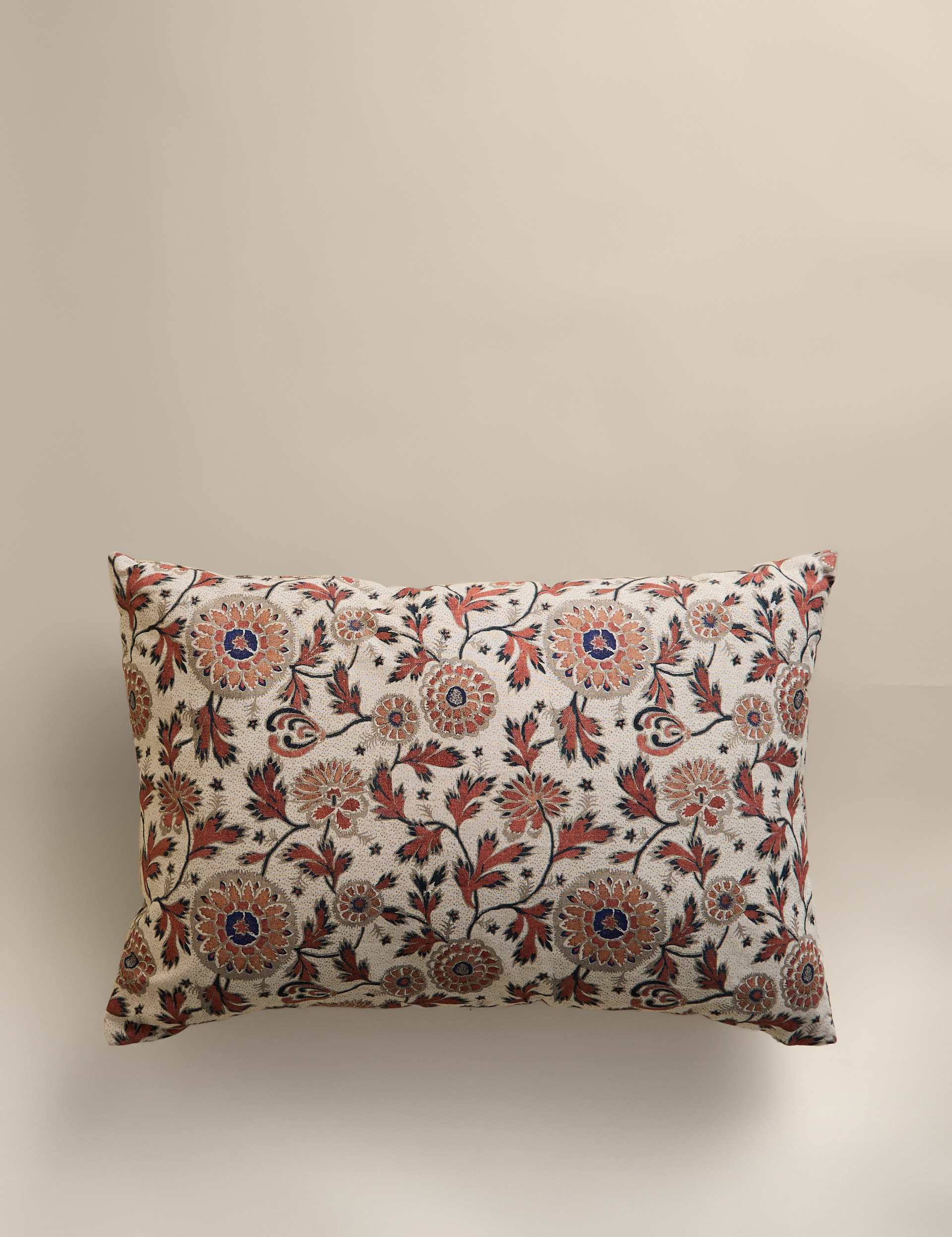 Floral bolster cushion cotton rich blend, 60x40cm (British brand)