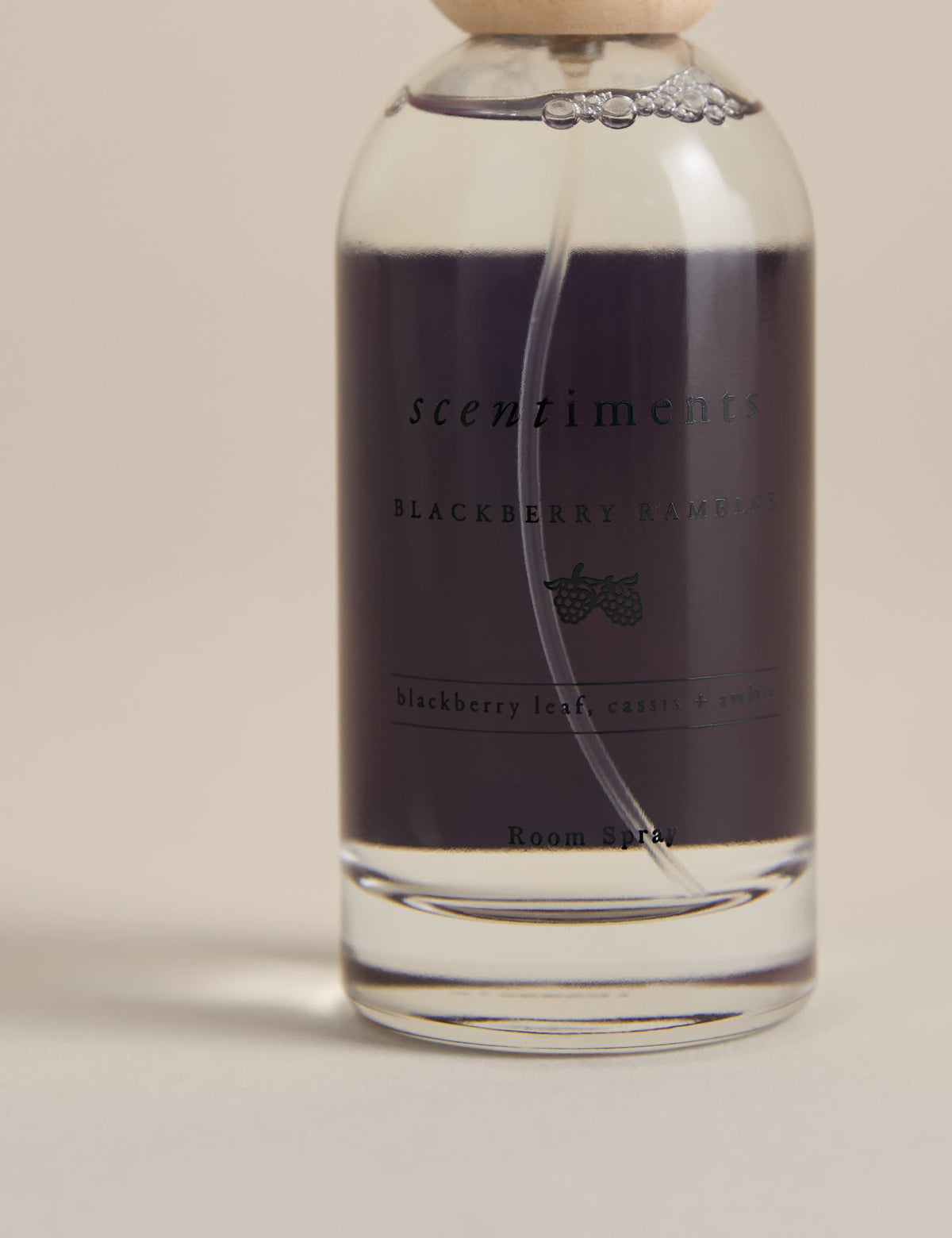 Blackberry Rambles room spray glass bottle, imported from the UK
