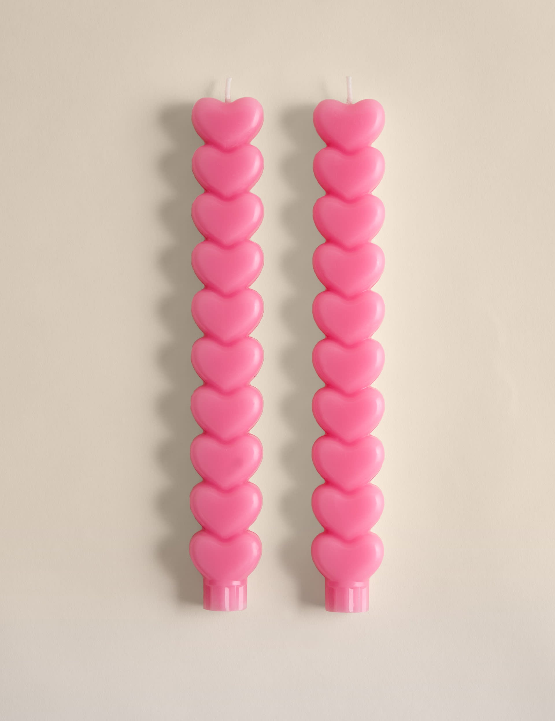Heart dinner candles 2 pack unscented wax - British product