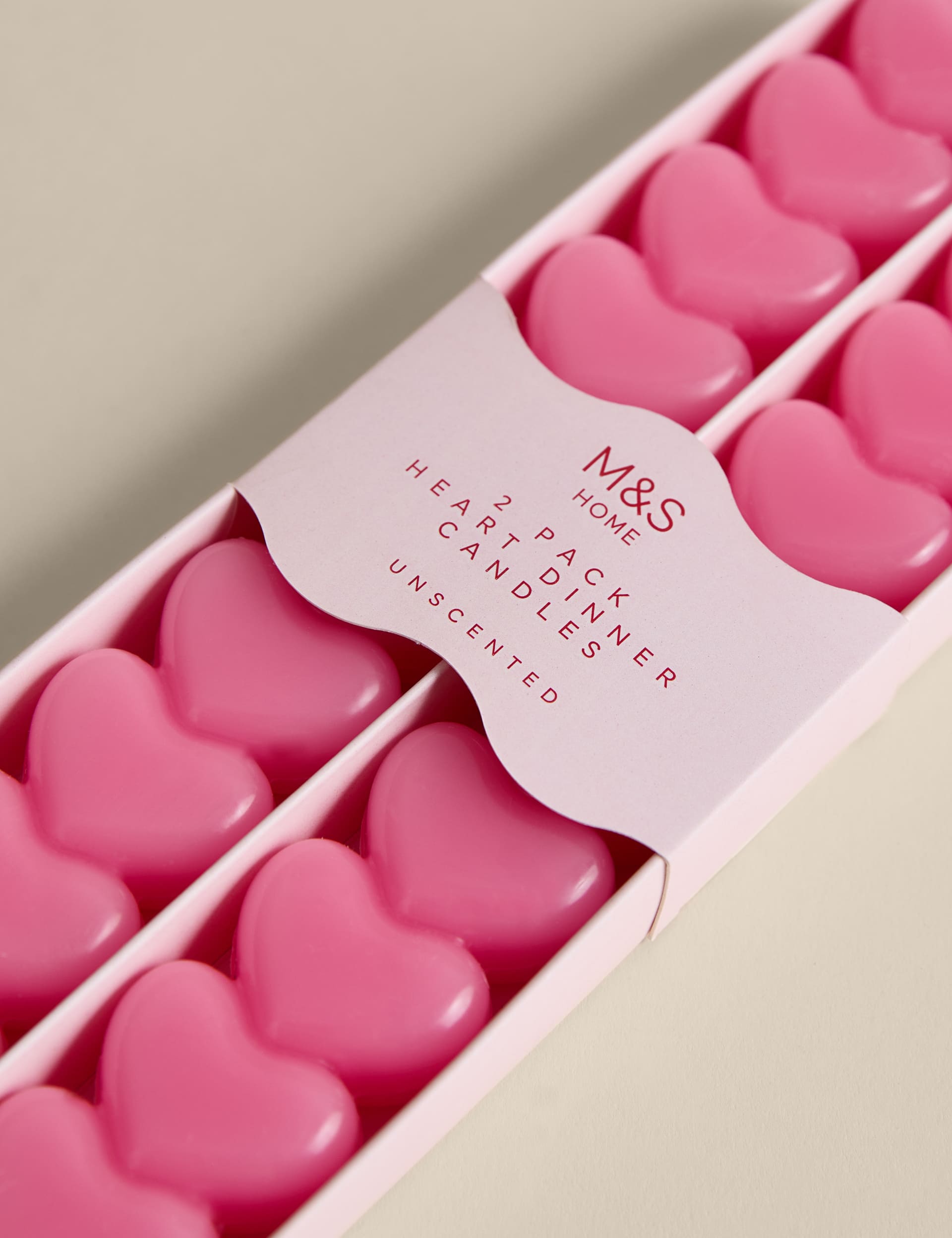 Heart dinner candles 2 pack unscented wax - British product