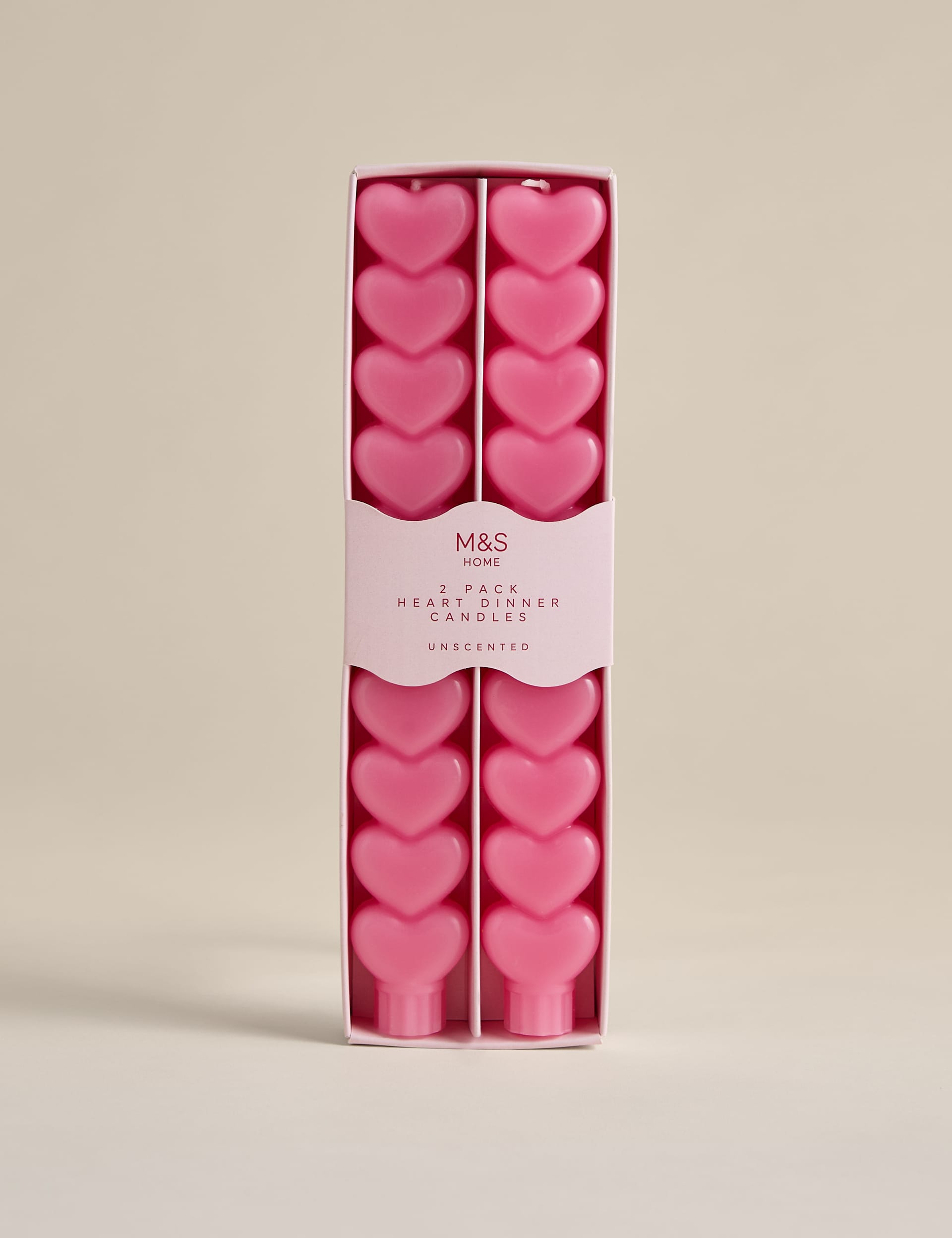 Heart dinner candles 2 pack unscented wax - British product