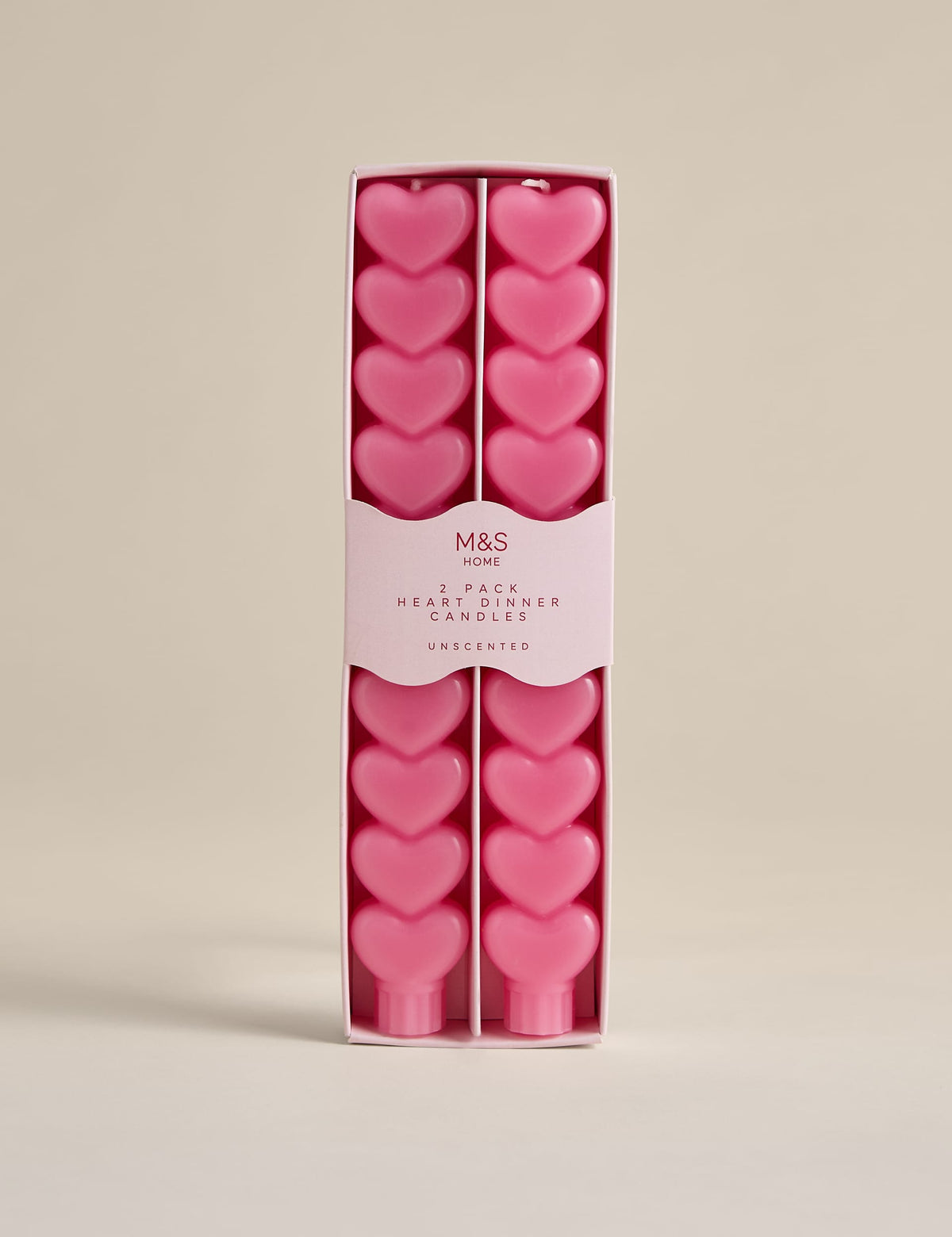 Heart dinner candles 2 pack unscented wax - British product