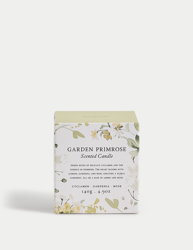 Garden primrose scented candle in ridged glass jar - British product