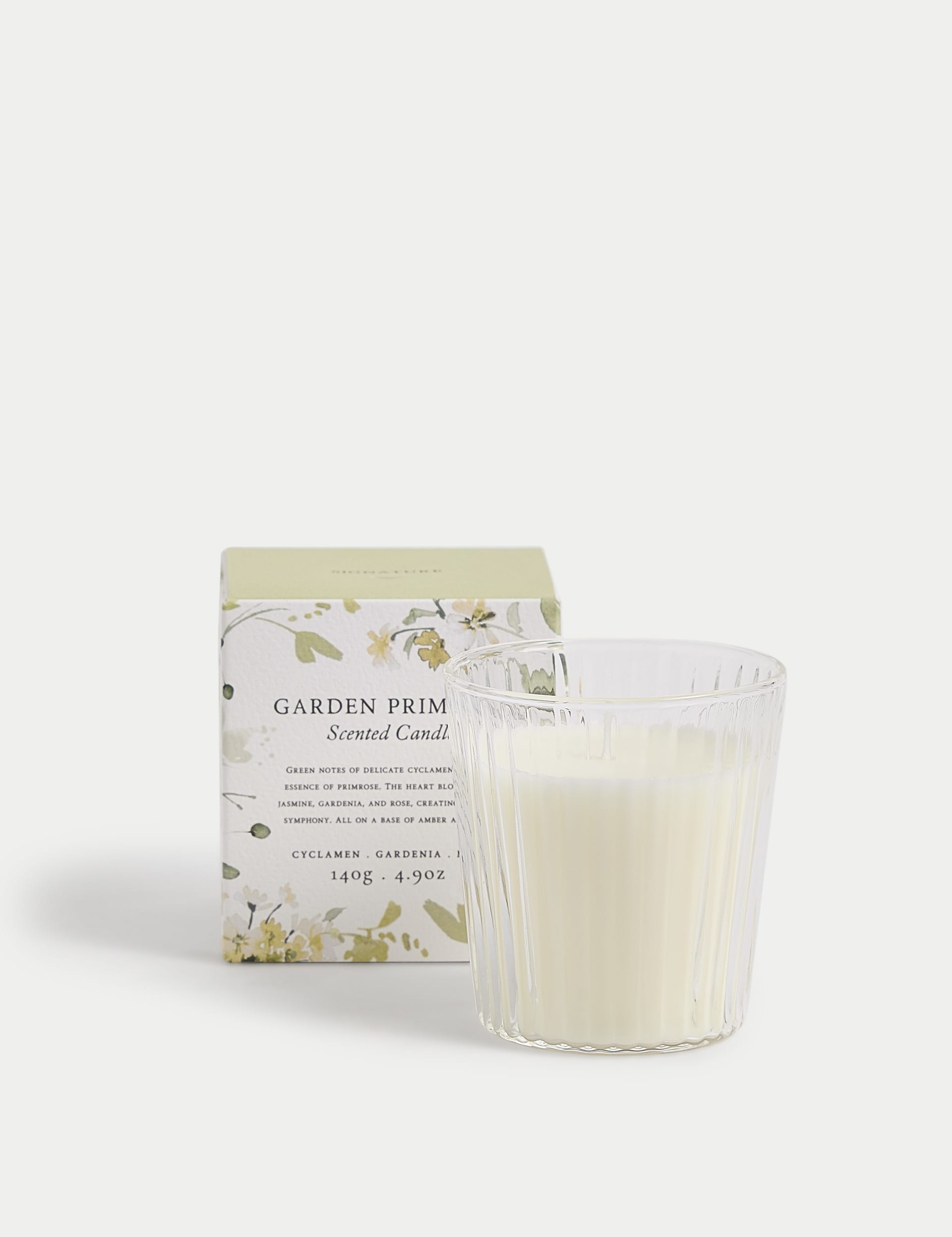 Garden primrose scented candle in ridged glass jar - British product