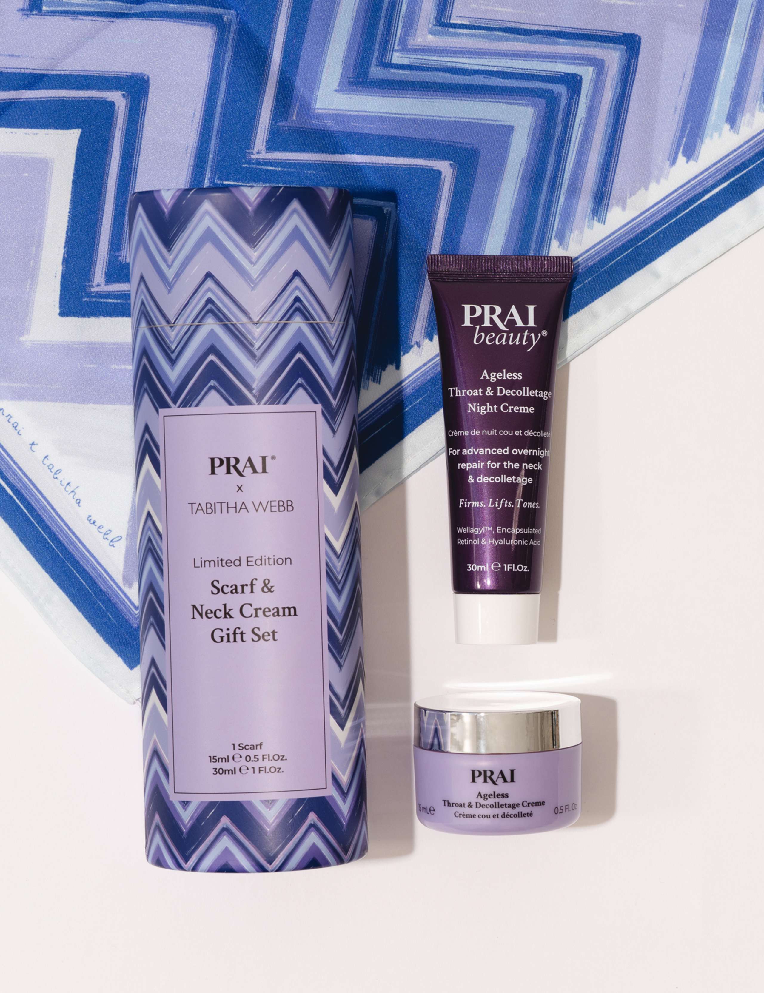 PRAI Tabitha Webb neck scarf and cream duo - British product