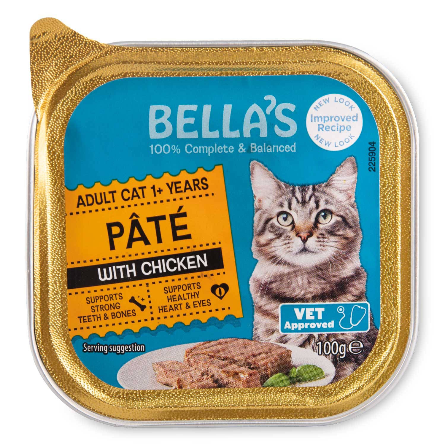 Pâté complete cat food tray for adult cats - British product