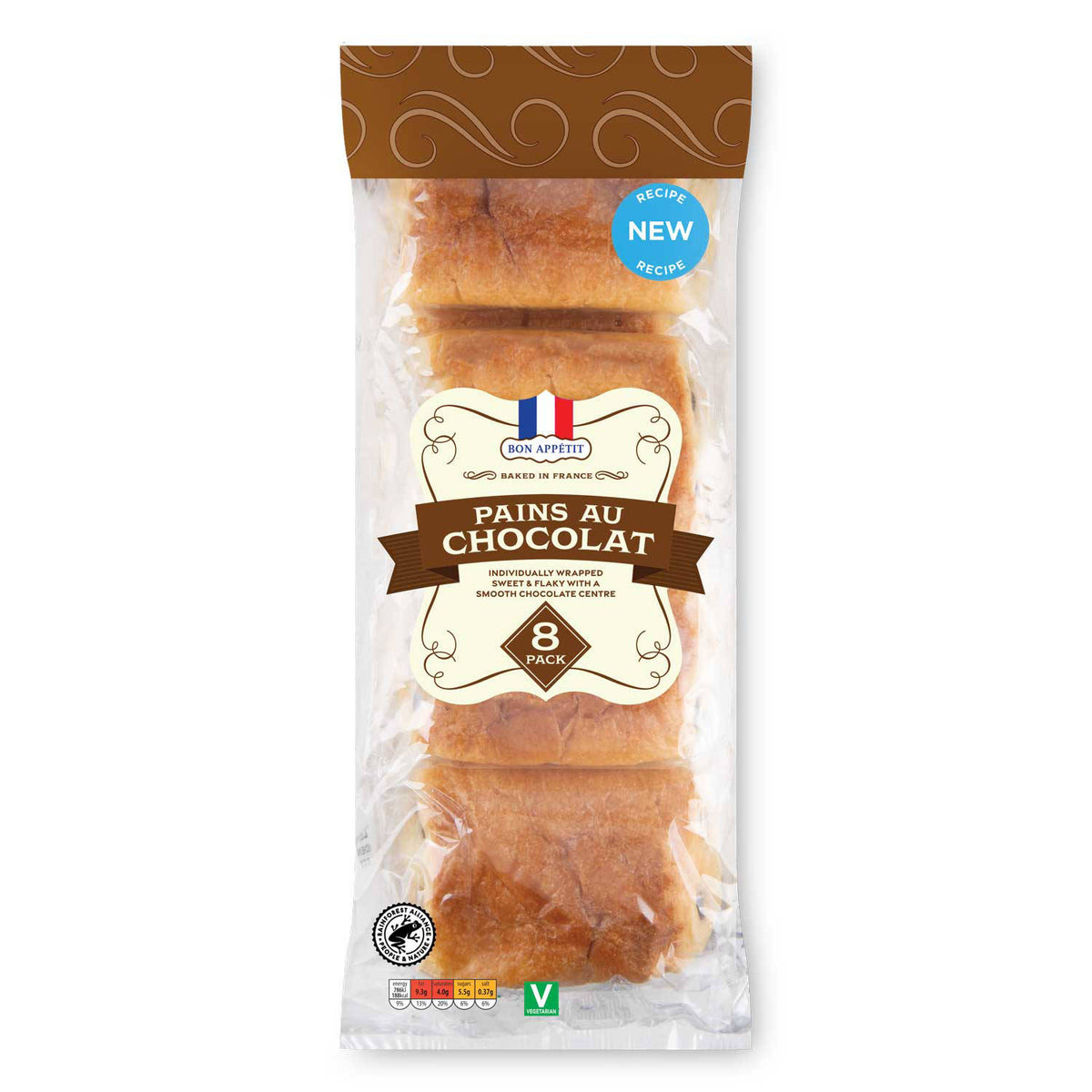 Pains au chocolat pastries, individually wrapped - British product